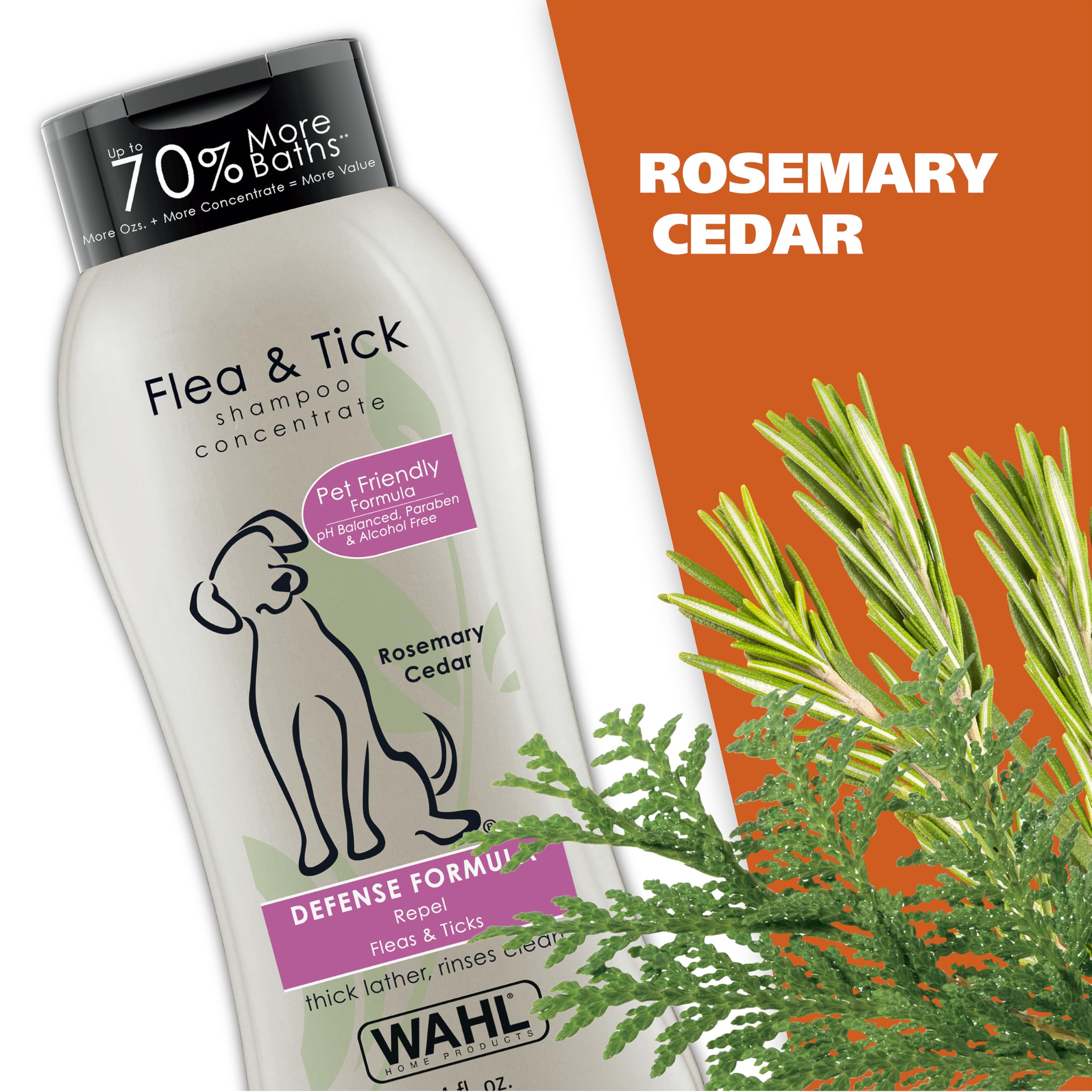 Wahl Flea & Tick Repelling Dog Shampoo - Defense Formula with Rosemary & Cedar, 24 Oz - Effective Pet Care Solution