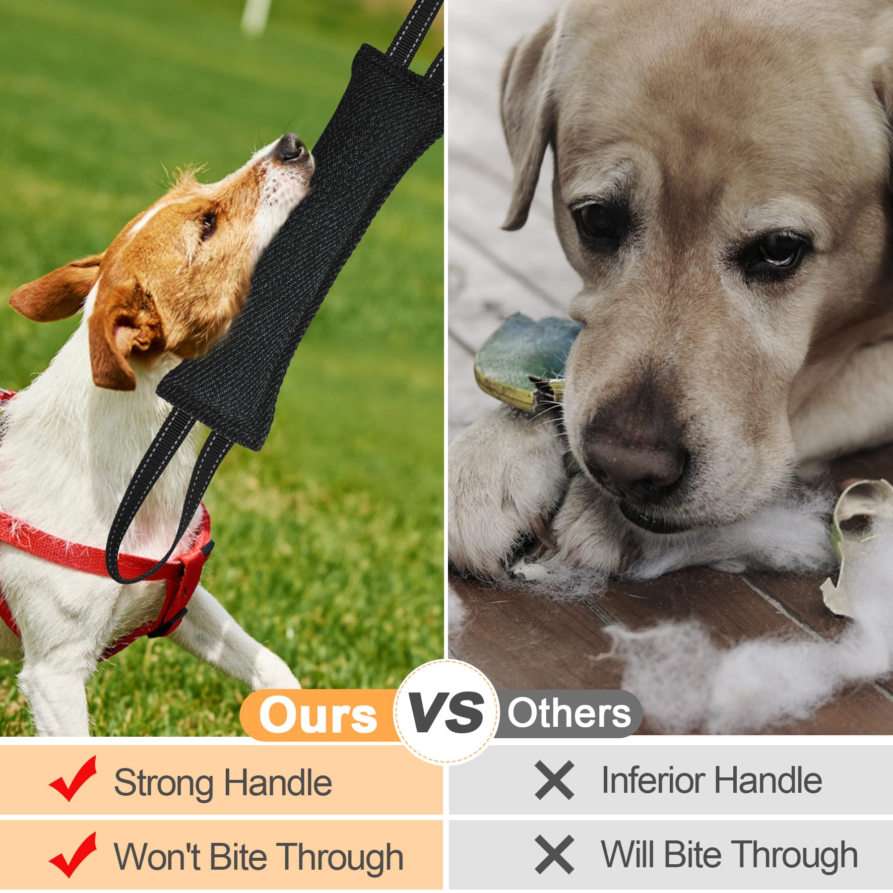 Dog Tug Toy Dog Bite Pillow Pull Toy with 2 Strong Handles Perfect for Tug of War, Puppy Interactive Play, Tear Resistant Bite T