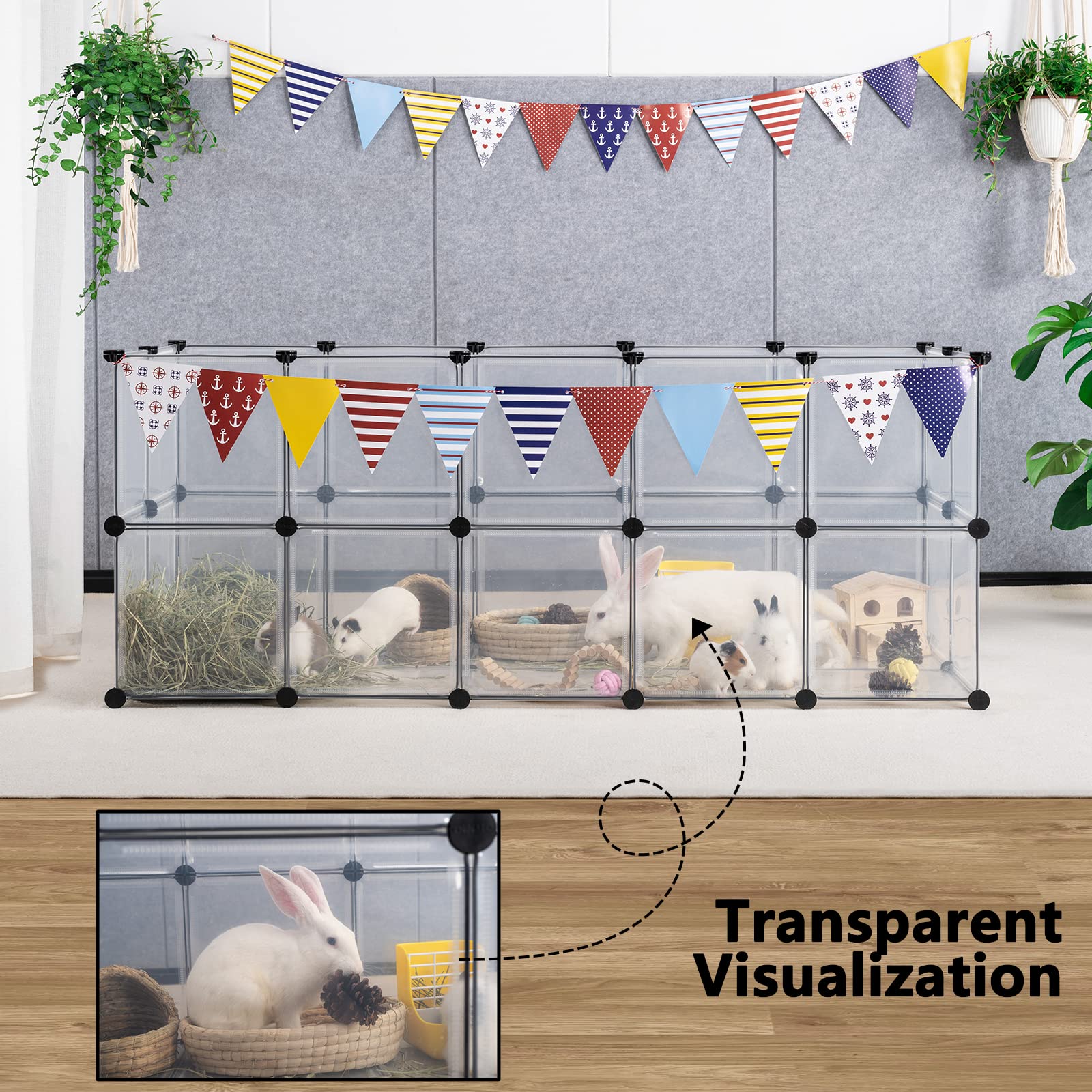 Dinmo Guinea Pig Cages With Floor, Puppy Playpen, Small Animal Playpen For Rabbit, Bunny, Ferret, Hedgehog, Diy, Expanded, Porta