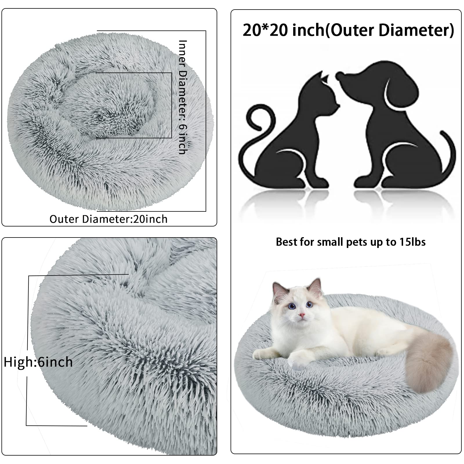 Nisrada Cat Beds For Indoor Cats,20 Inch Dog Bed For Small Melium Large Dogs, Washable-Round Pet Bed For Puppy And Kitten With S