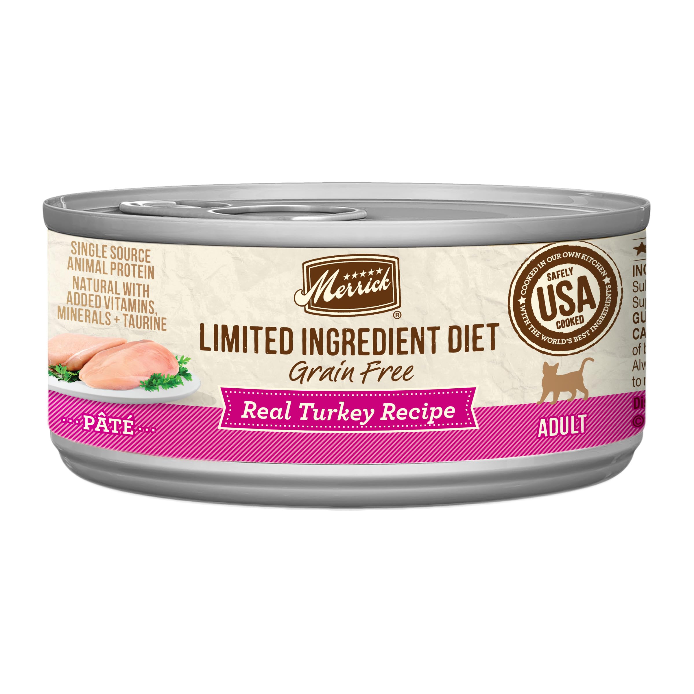 Merrick Limited Ingredient Diet Premium Grain Free And Natural Canned Pate Wet Cat Food, Turkey Recipe - (Pack of 24) 2.75 oz. C