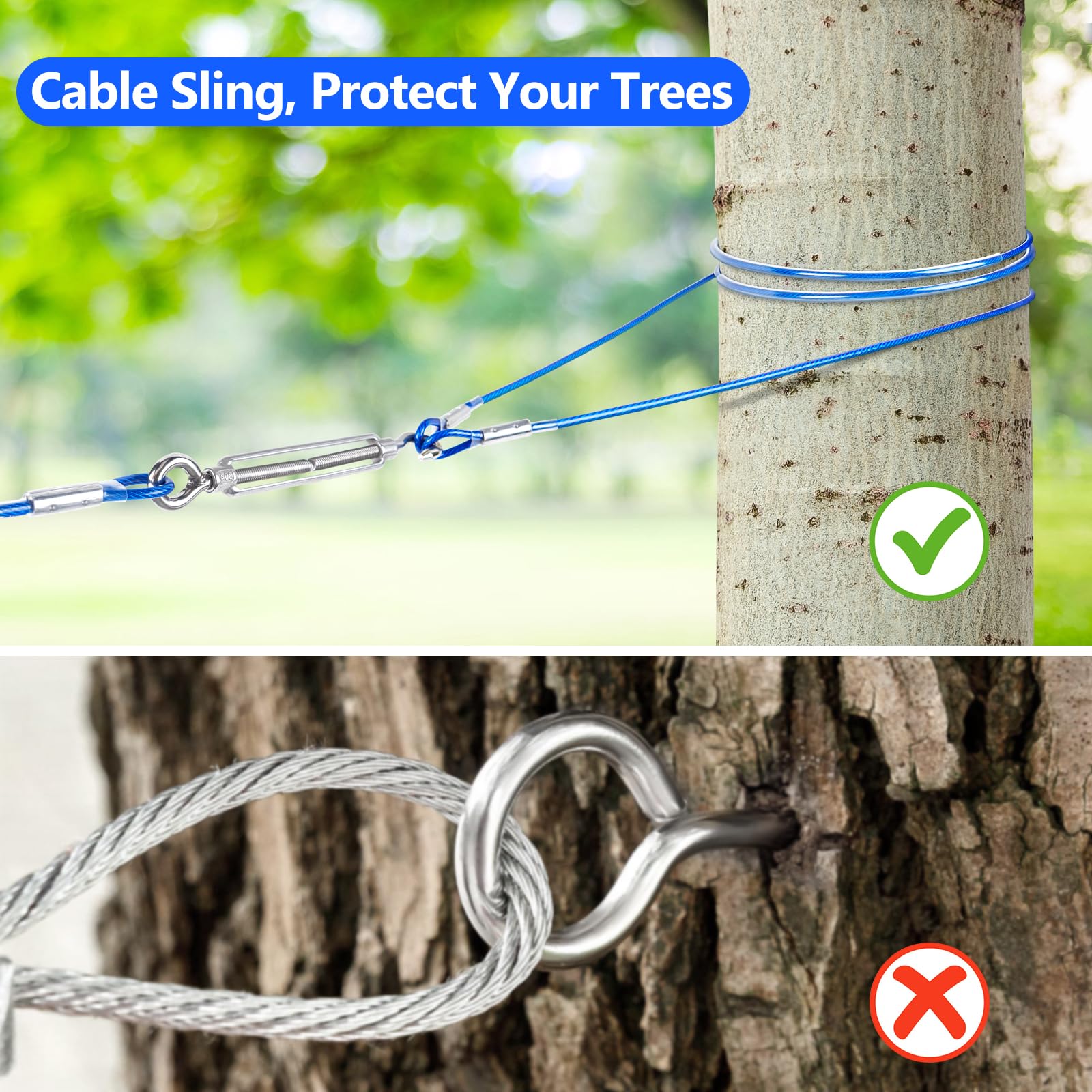 XiaZ Dog Tie Out Cable, 50ft Dog Trolley Runner Cable for Dogs up to 250lbs, Dog Lead for Yard, Camping, Outdoor, with 8 Ft Nylo