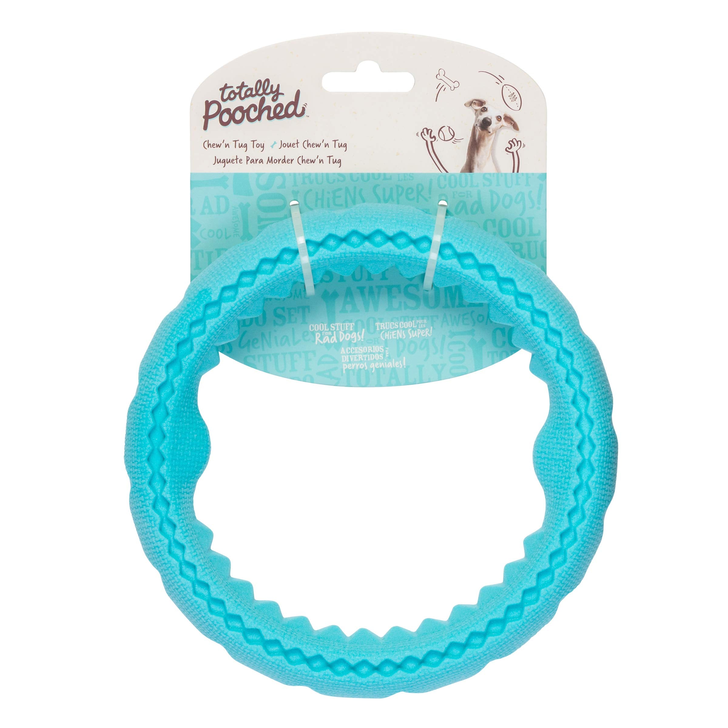Messy Mutts Totally Pooched Chew N' Tug Ring | Durable Tpr Dog Toy | Made For Tough Chewers | Tough Fetch Ring For Dogs | 6.5?| Teal