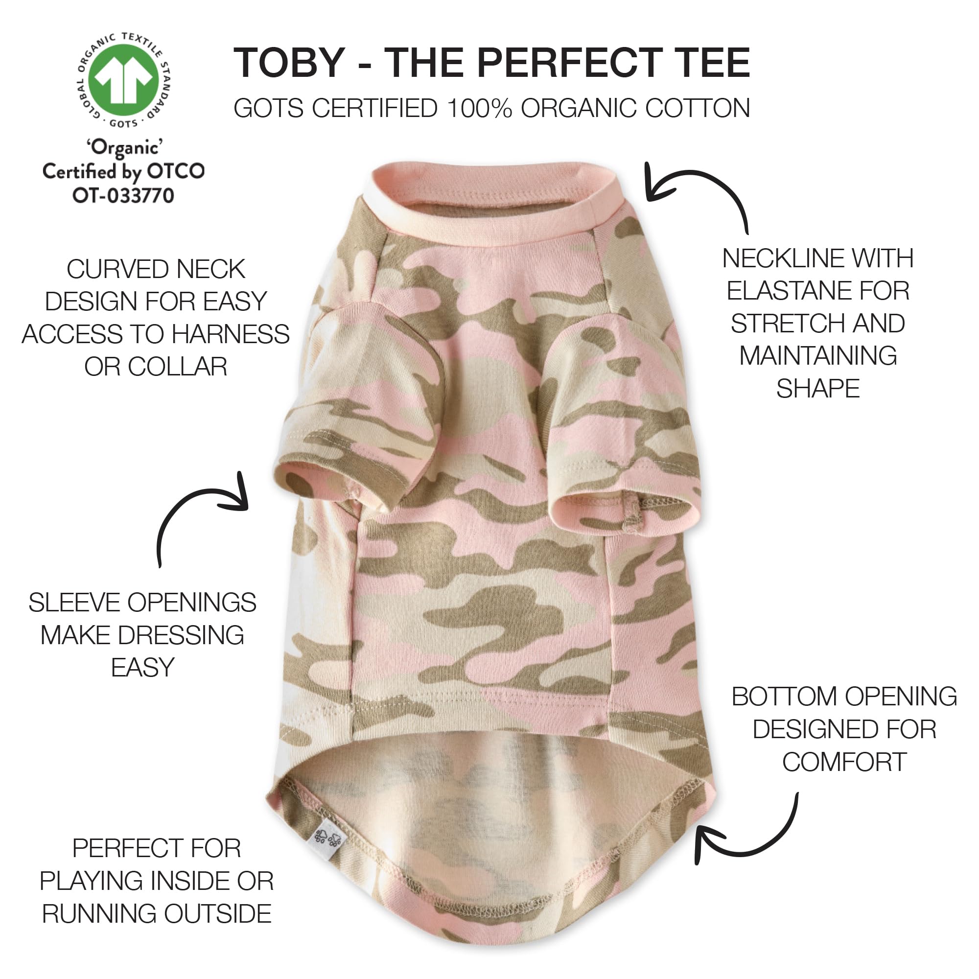 Pet Passion Multipack 100% Organic Cotton Dog Short Sleeve T-Shirt Pet Tees For All Breeds, Camo-Pink, X-Small