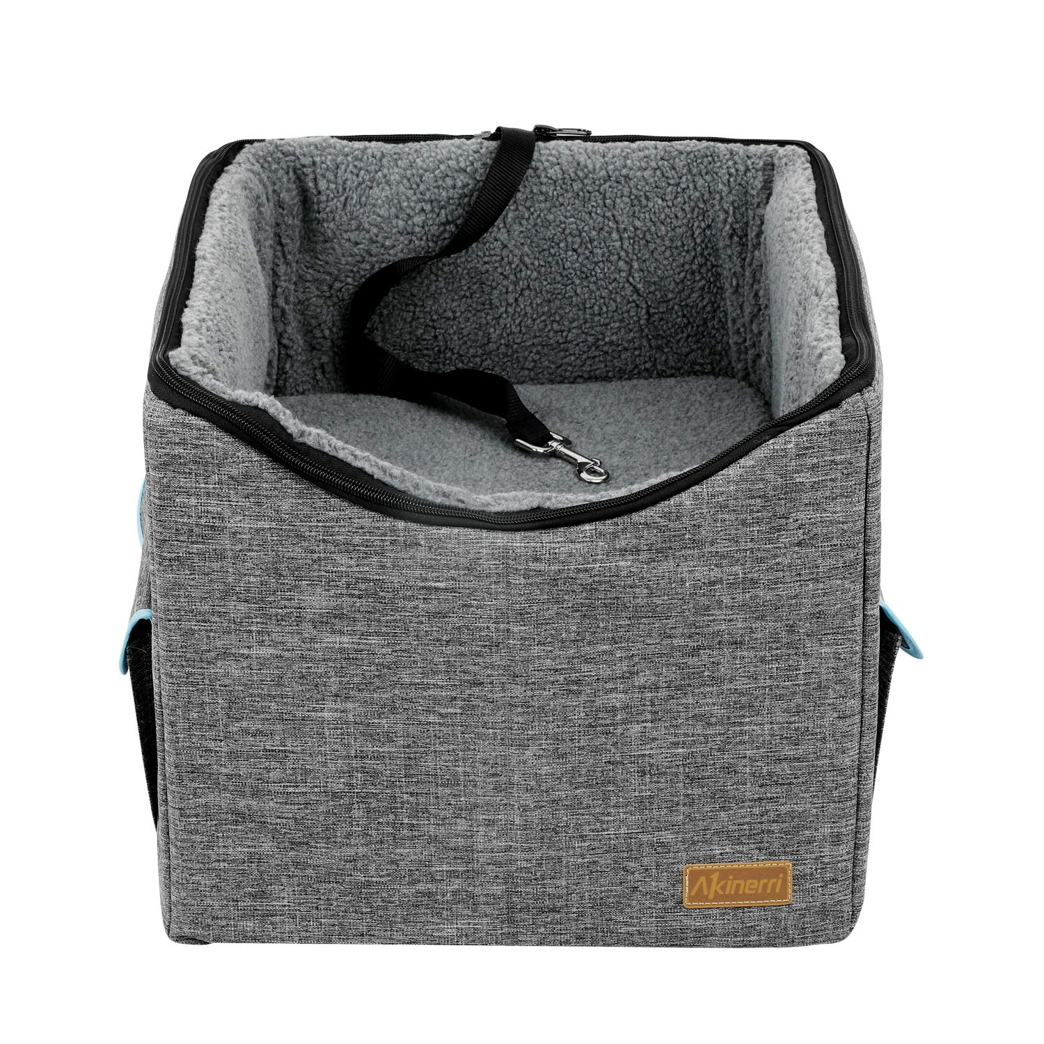 Dog Car Seat For Small/Medium/Large Dog, Soft & Comfortable Large Capacity Pet Booster Car Seat With Clip-On Safety Leash (Medium, Grey)