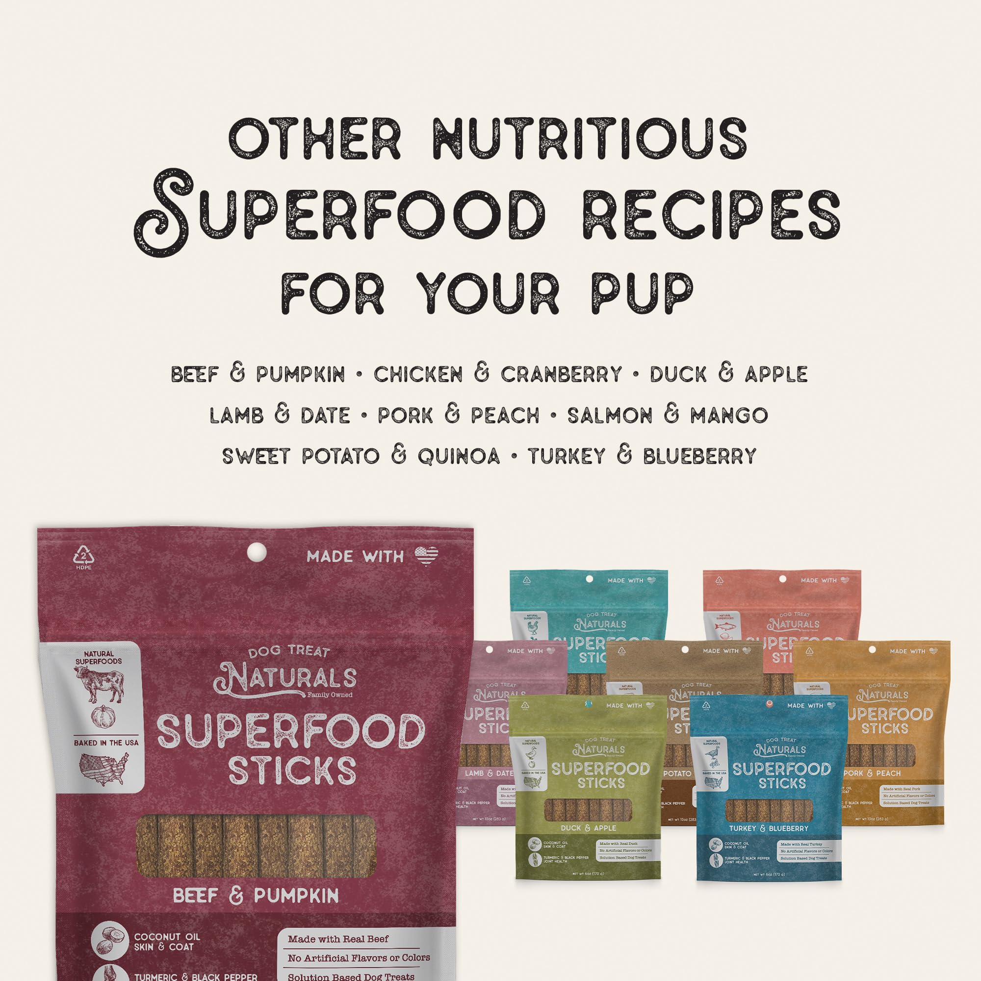 Dog Treat Naturals Turkey & Blueberry Superfood Sticks for Dogs | Premium Training Treats | with Turmeric for Joint Health | Mad