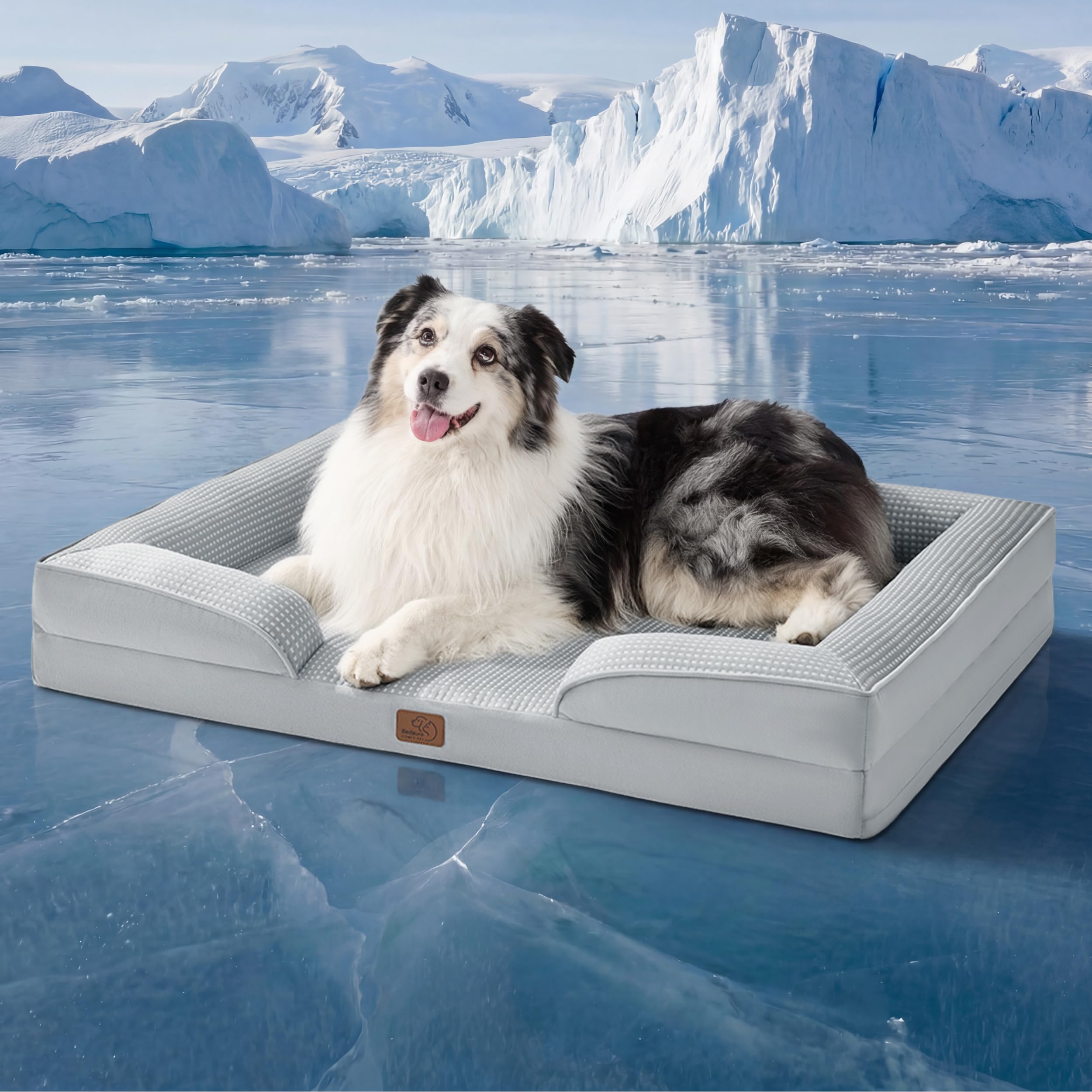 Bedsure L Plus Cooling Dog Bed for Large Dogs - Orthopedic Dog Cat Cooling Bed Washable, Big Comfort Dogs Couch Sofa with Waterp