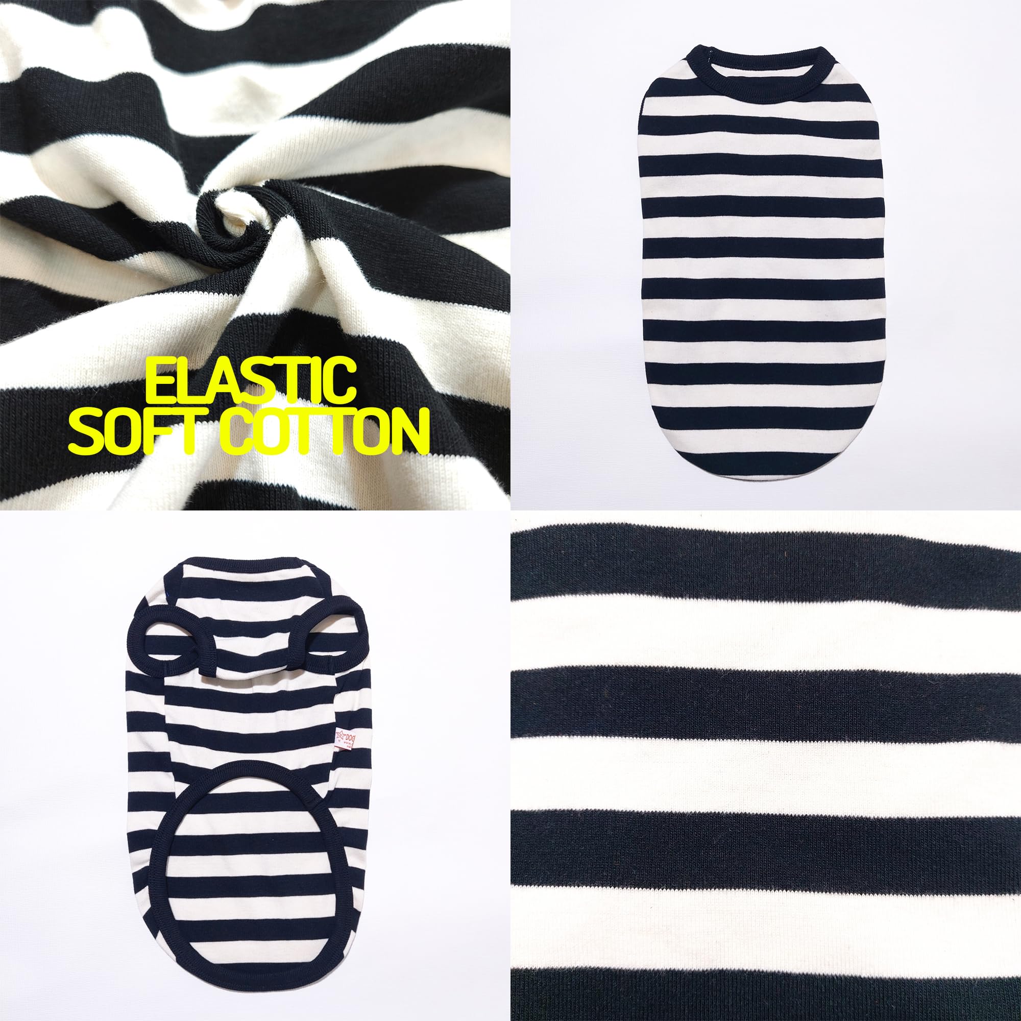 D Doggy Star Dachshund Clothes For Dogs Mini And Adults T Shirts (M,Stripe Ivory/Black)