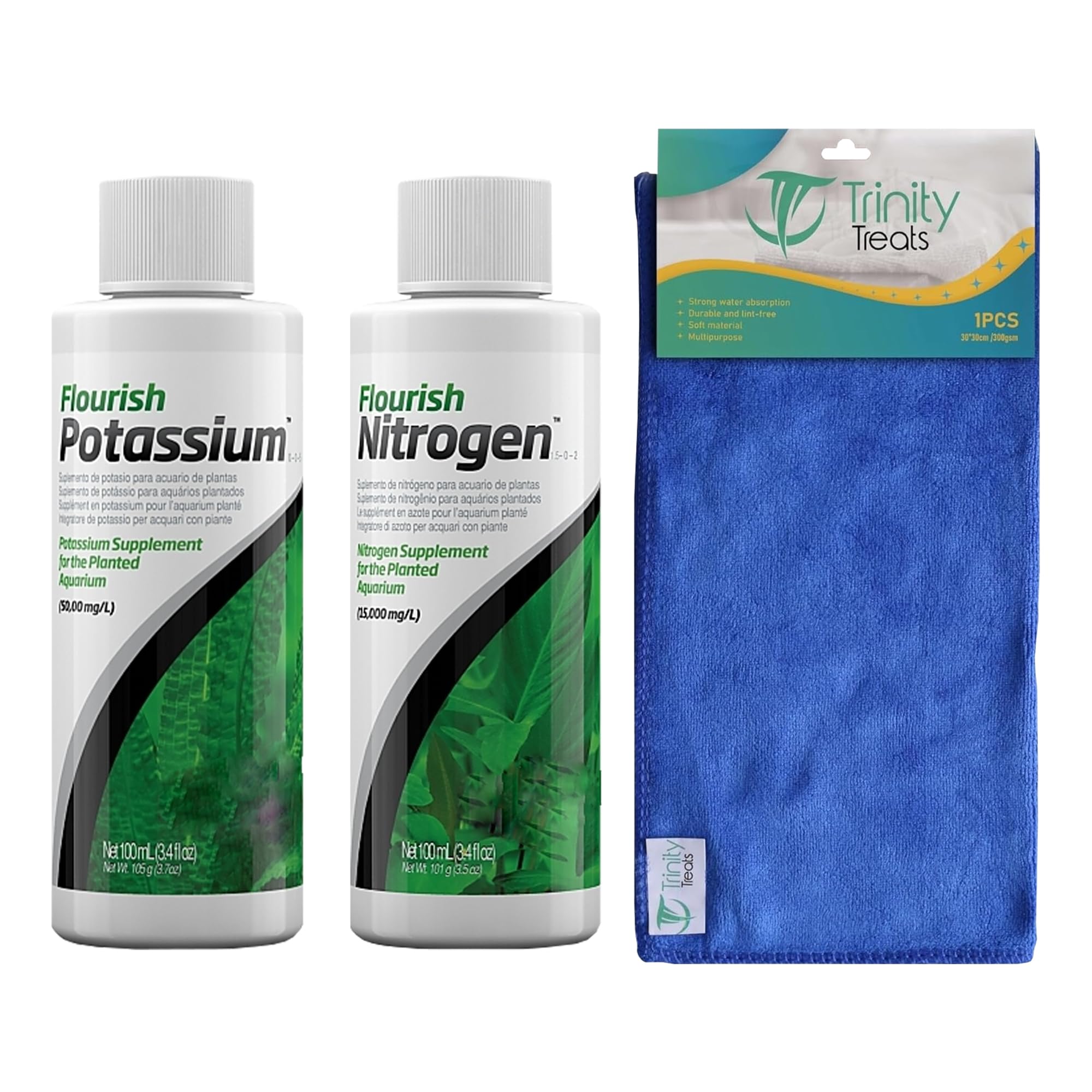 Trinity Treats Flourish Potassium 100ML Flourish Nitrogen 100 ML Supplement for The Planted Aquarium, Including Trinity Treats M