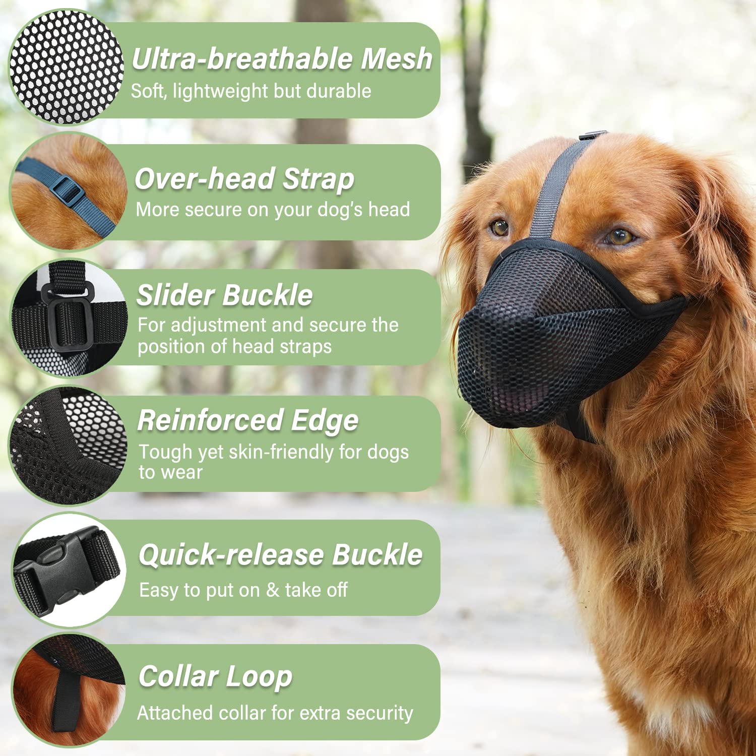 Mayerzon Dog Muzzle, Patented Soft Mesh Muzzle For Small Medium Large Dogs For Scavenging Biting Licking And Chewing, Allows To