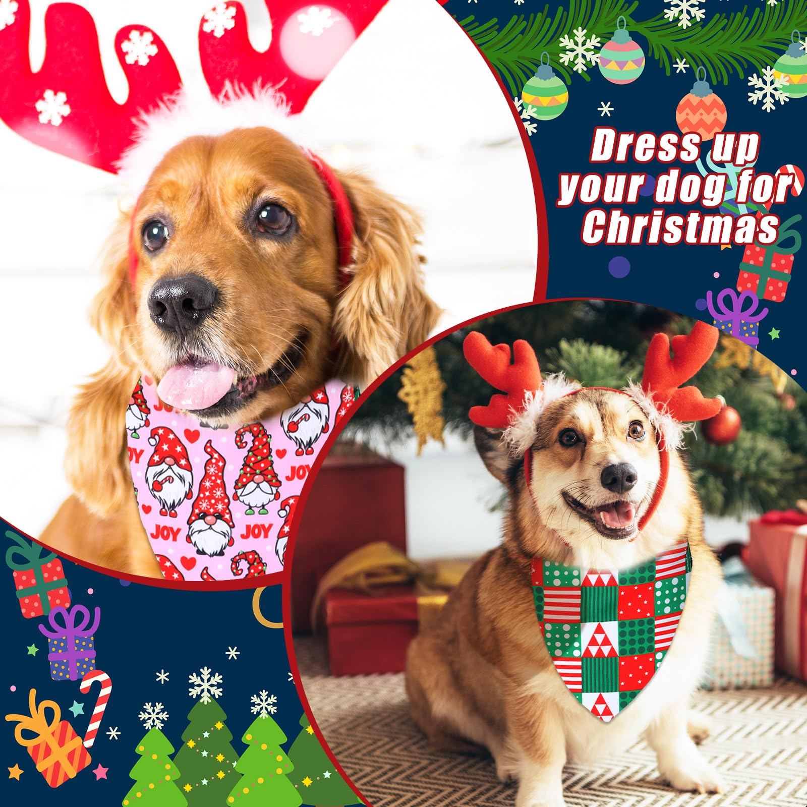 Newwiee 100 Pcs Christmas Dog Bandanas Bulk For Dogs Triangle Bibs Scarf Holiday Xmas Soft Breathable Dog Christmas Scarf Access