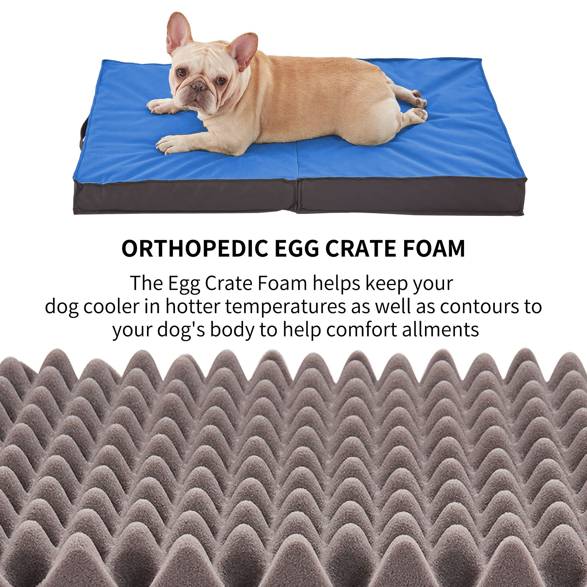 Petabby Outdoor Dog Bed For Large Dogs, Waterproof & Washable, Foldable & Orthopedic, 41' All Weather