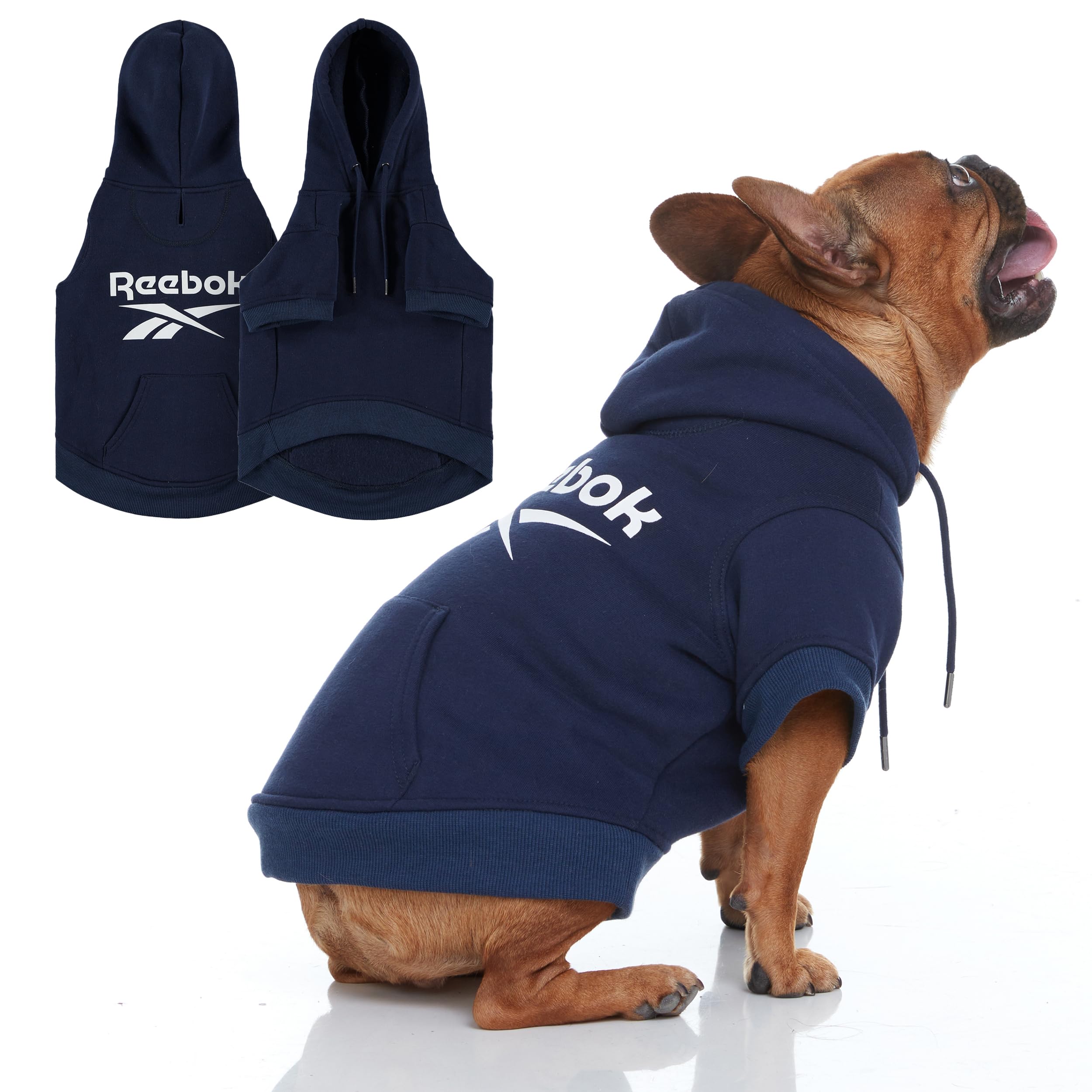 Reebok Dog Hoodie - Fleece Dog Sweater With Leash Hole, Cold Winter Sweatshirt For Small, Medium & Large Dogs, Perfect Cozy Warm