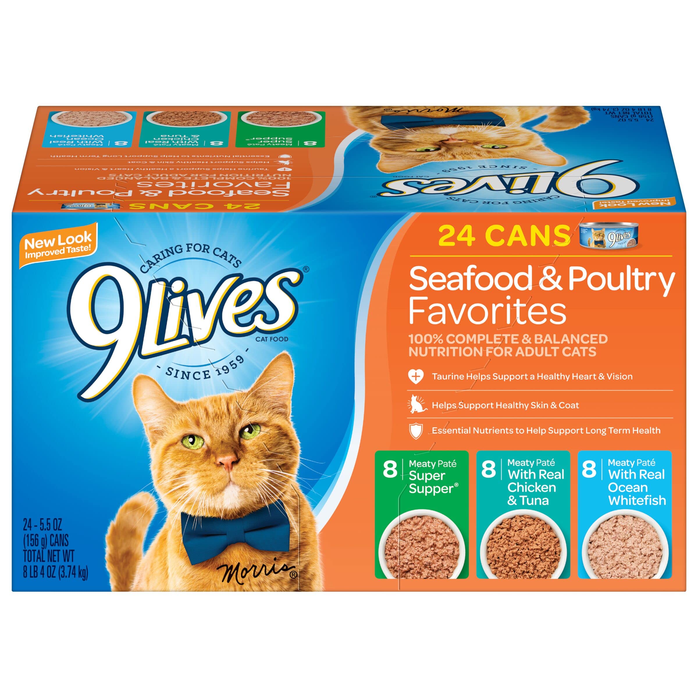 9Lives Seafood & Poultry Favorites Wet Cat Food Variety 5.5 Ounce Can (Pack of 24)