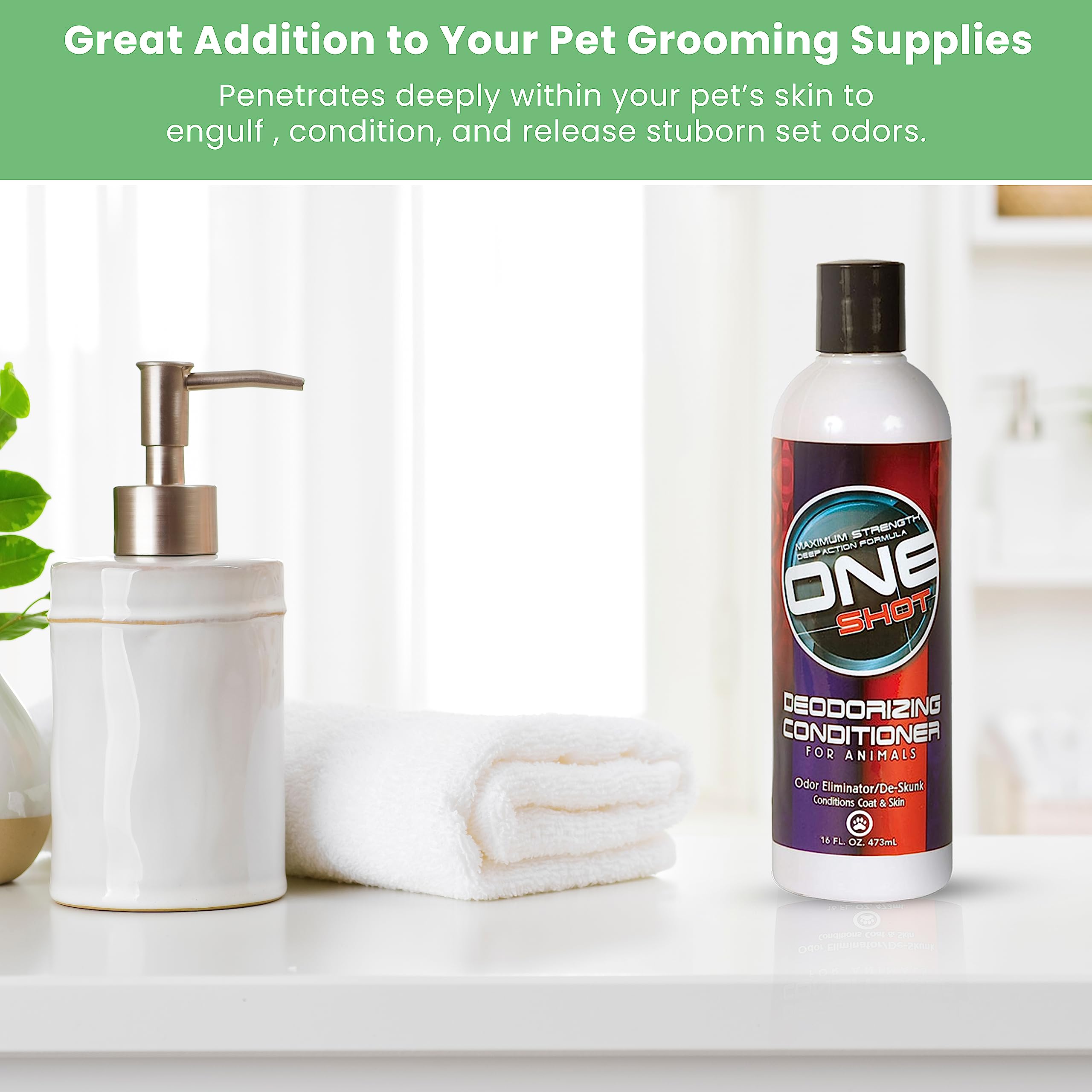Best Shot One Shot Deodorizing Conditioner, Hydrating And Moisturizing Conditioner For Dogs, Cats, Horses, And Livestock, Removes Stubborn Odors, 16 Oz.