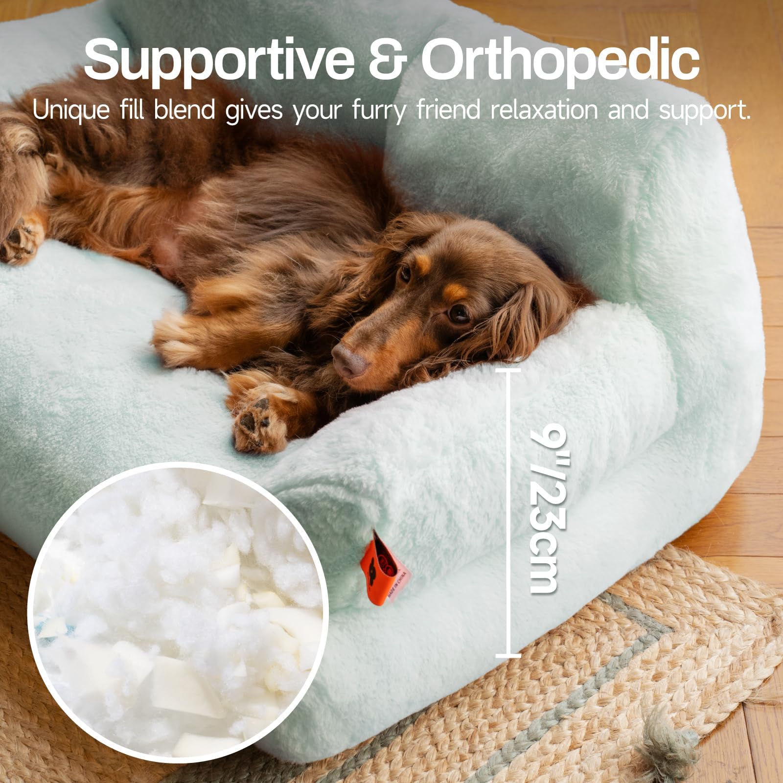 Mewoofun Cat Bed For Indoor Cats, Washable Dog Beds For Small Dogs & Cats, Fluffy Cat Couch With Non-Slip Bottom (Blue, 26.0'' L