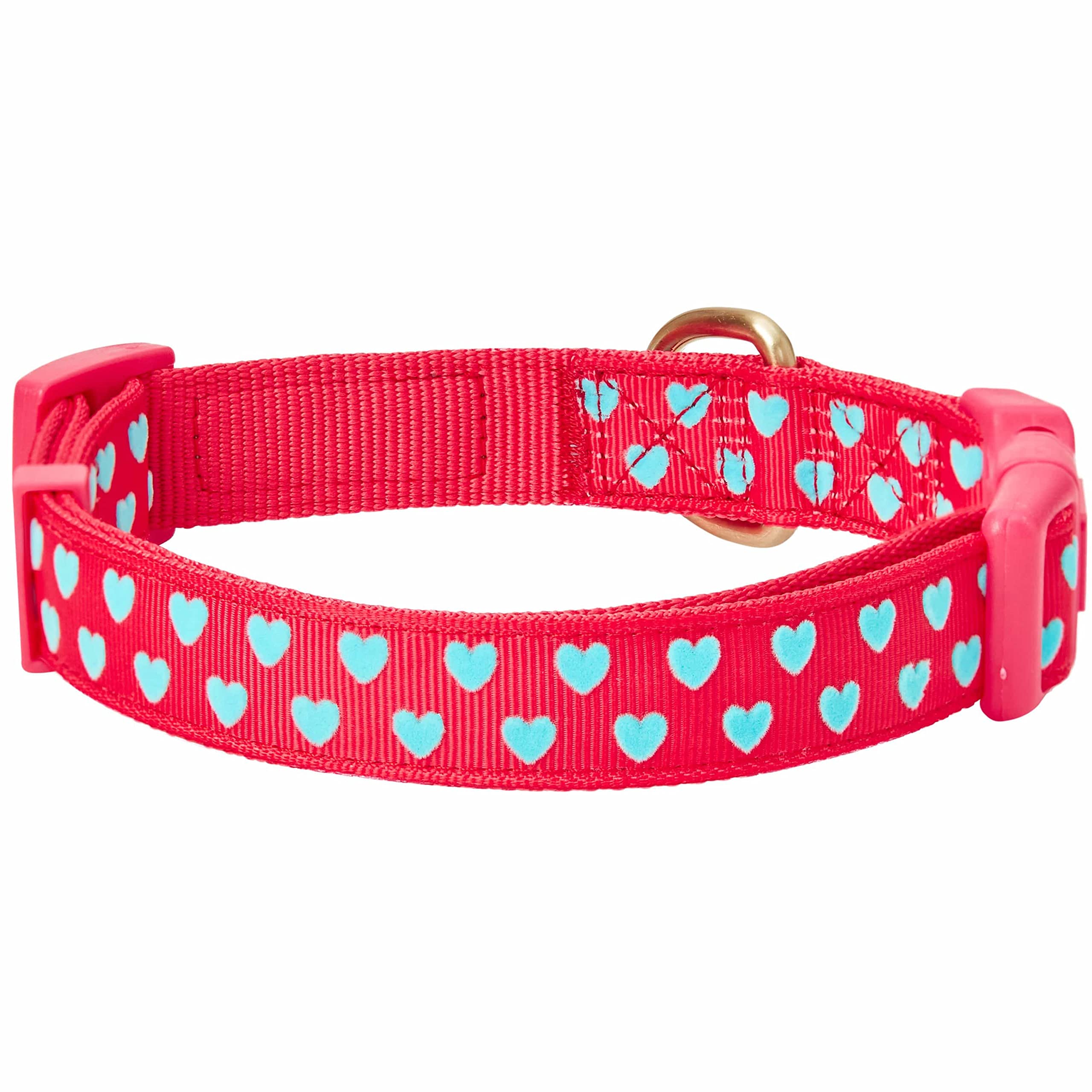 Blueberry Pet Adjustable Dog Collar with Velvety Bowtie, Large, Lust Red, Flocking Print, for Valentine's Day