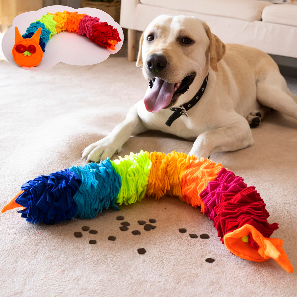 Ablechien Rainbow Interactive Dog Snuffle Snake Puzzle Toy For Mental Stimulation And Enrichment