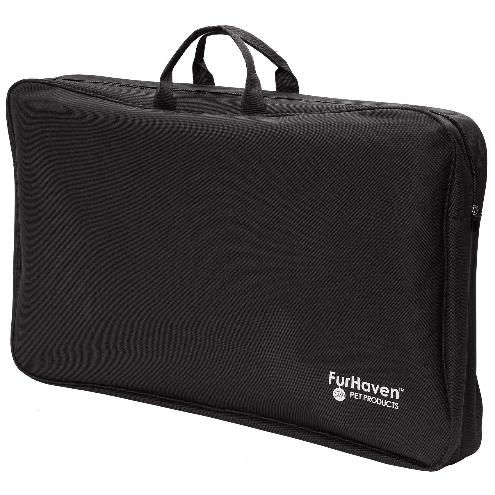 Furhaven Deluxe Multi-Panel Hard Bottom Platform Bridge Backseat Protector w/ Travel Bag - Black, One Size