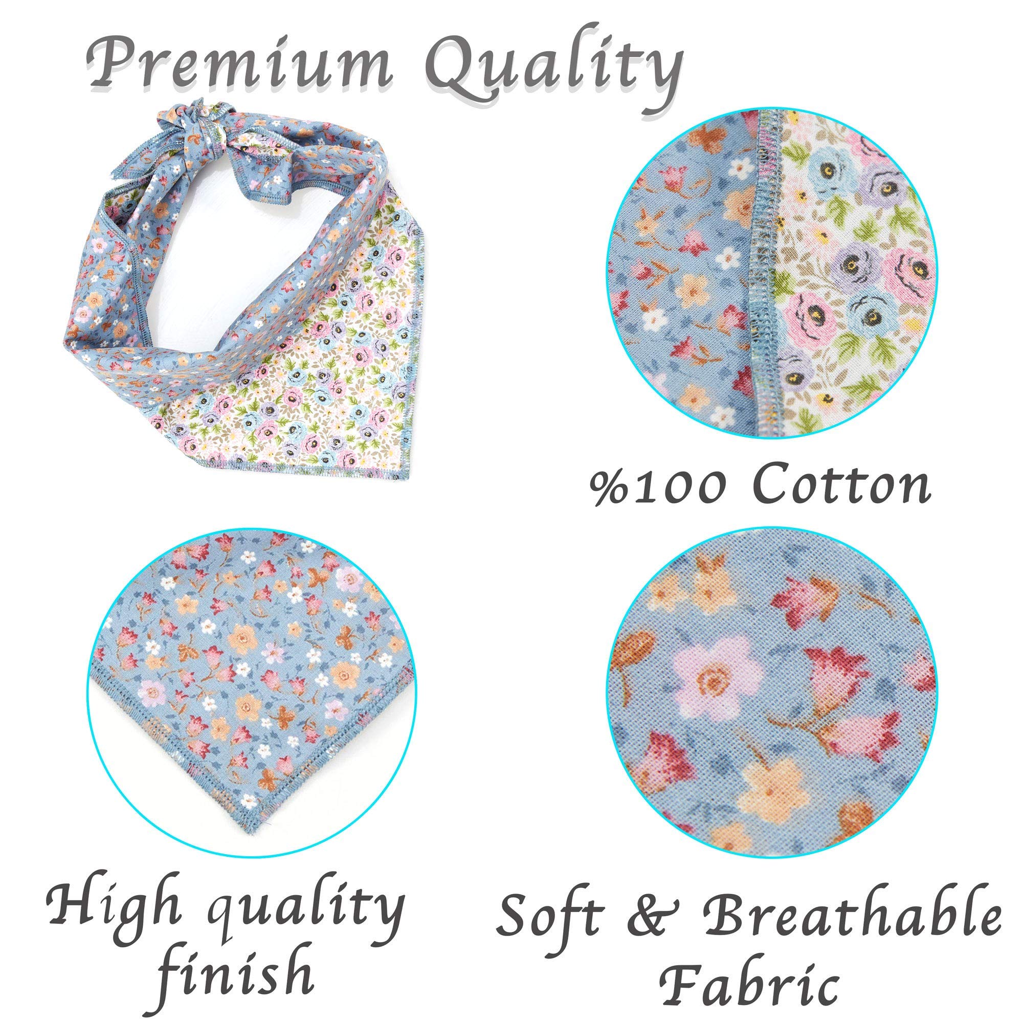 Odi Style Dog Bandana - Reversible Purple Floral Dog Bandana For Small Sized Dog, Cotton Puppy, Cat Bandanas, Handkerchiefs, Scarfs, Accessories For Small Dogs, Cats, Puppies, Single Piece