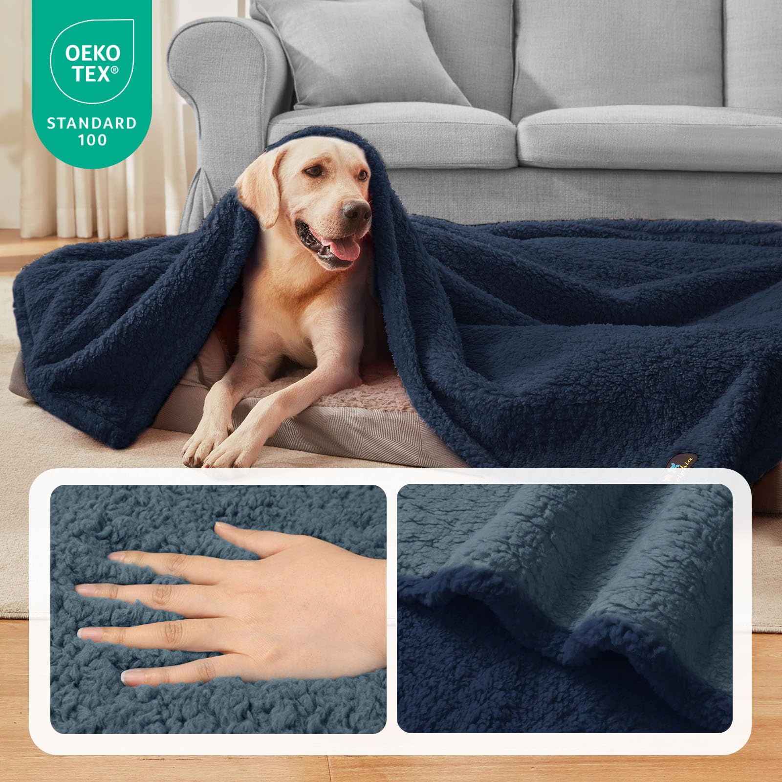 Luciphia Waterproof Pet Blanket For Medium Large Dogs Soft Cat Sherpa Calming Thick Cover Leakproof Cozy Puppy Sofa Bed Car Couc