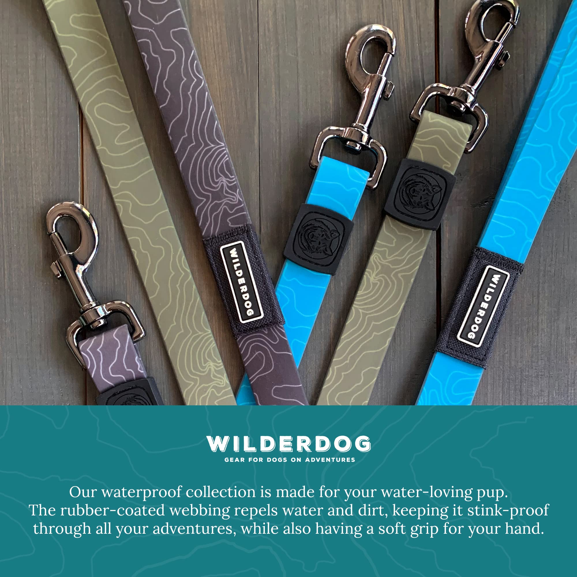Wilderdog Waterproof Dog Leash - Repels Water & Dirt - 6Ft - Black - 1Ct