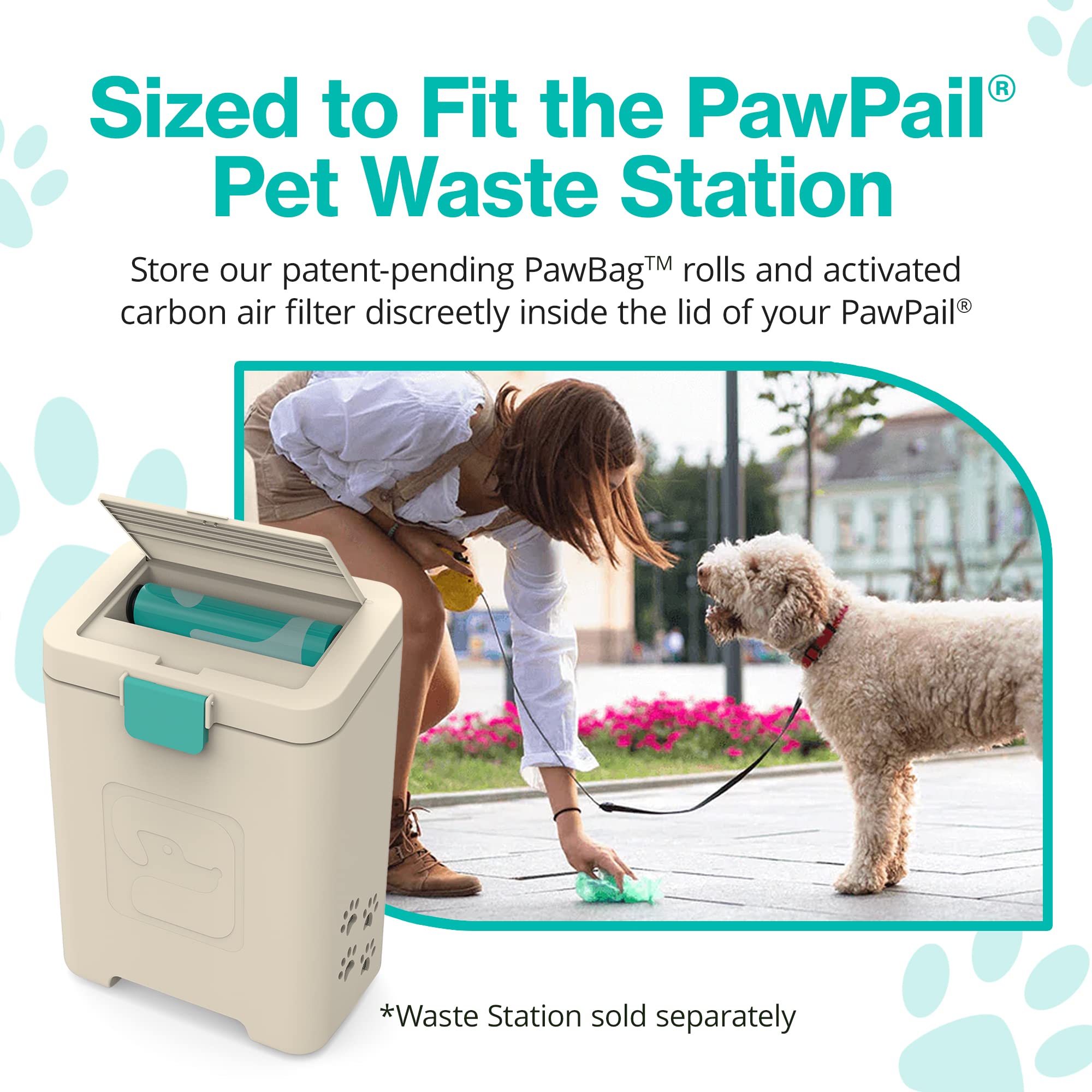 PawPail Dog Poop Bags and Air Filter Duo, Leakproof & Durable Poop Bags for Trash Can, with 1 Activated Carbon Filter - Pooper S