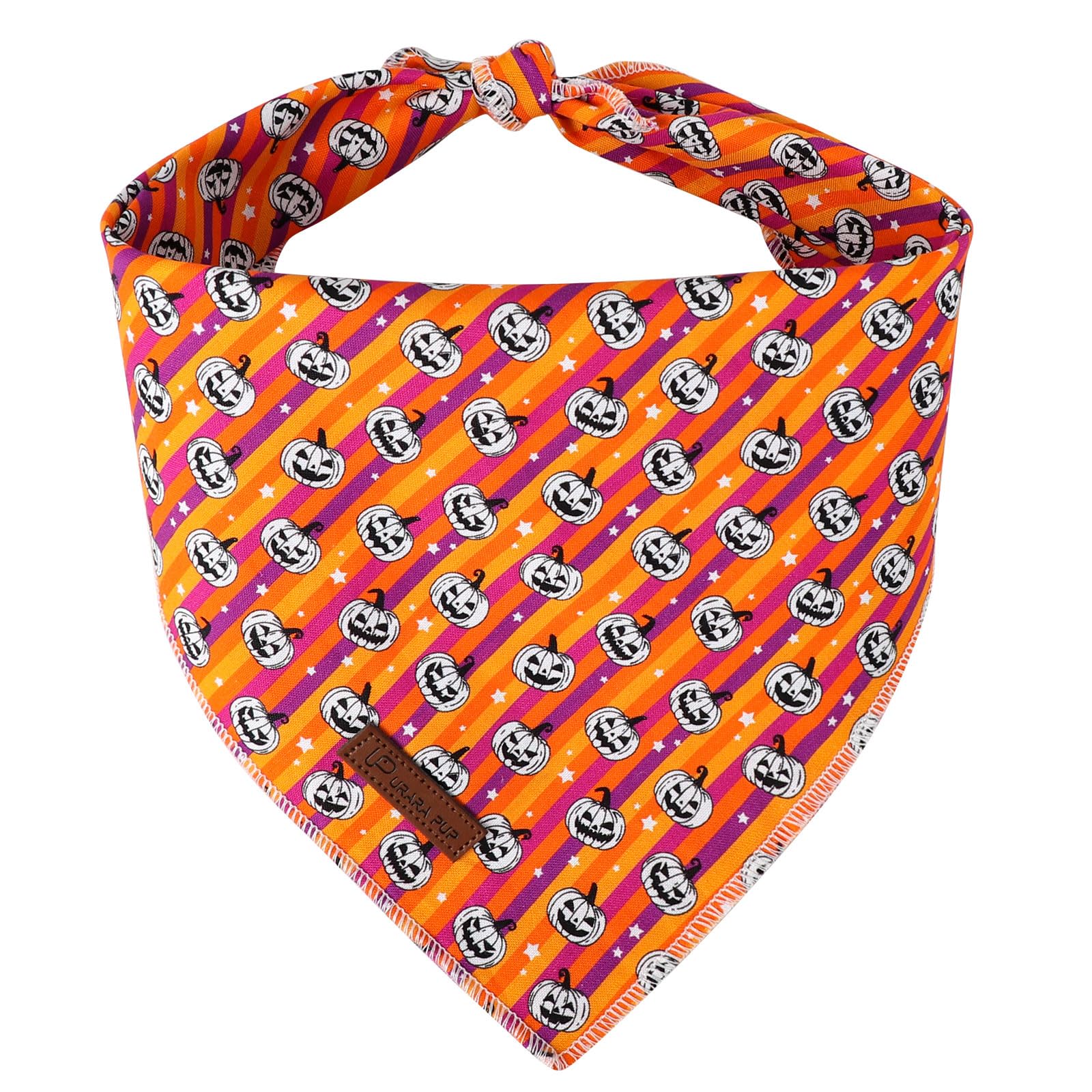 Up Urara Pup Halloween Pumpkin Dog Bandana, Halloween Triangle Bid Scarf With Pumpkin Pattern, Cotton Pet Kerchief For Girl Boy 