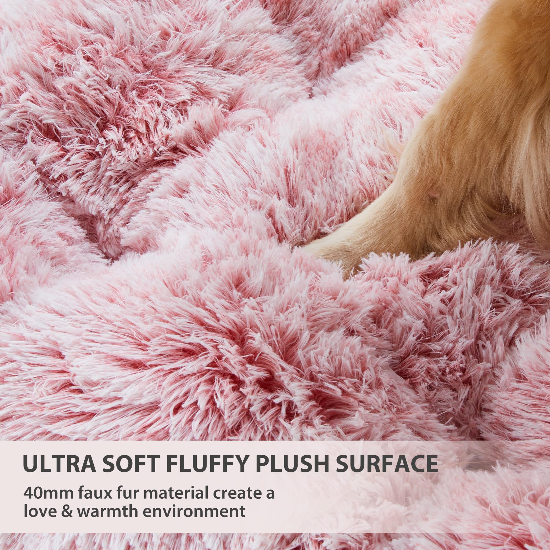 Bfpethome Dog Bed For Large Dogs - Plush Crate Bed, Washable Kennel Pad With Anti-Slip Bottom, Fluffy Cozy & Anxiety Easing, 24'