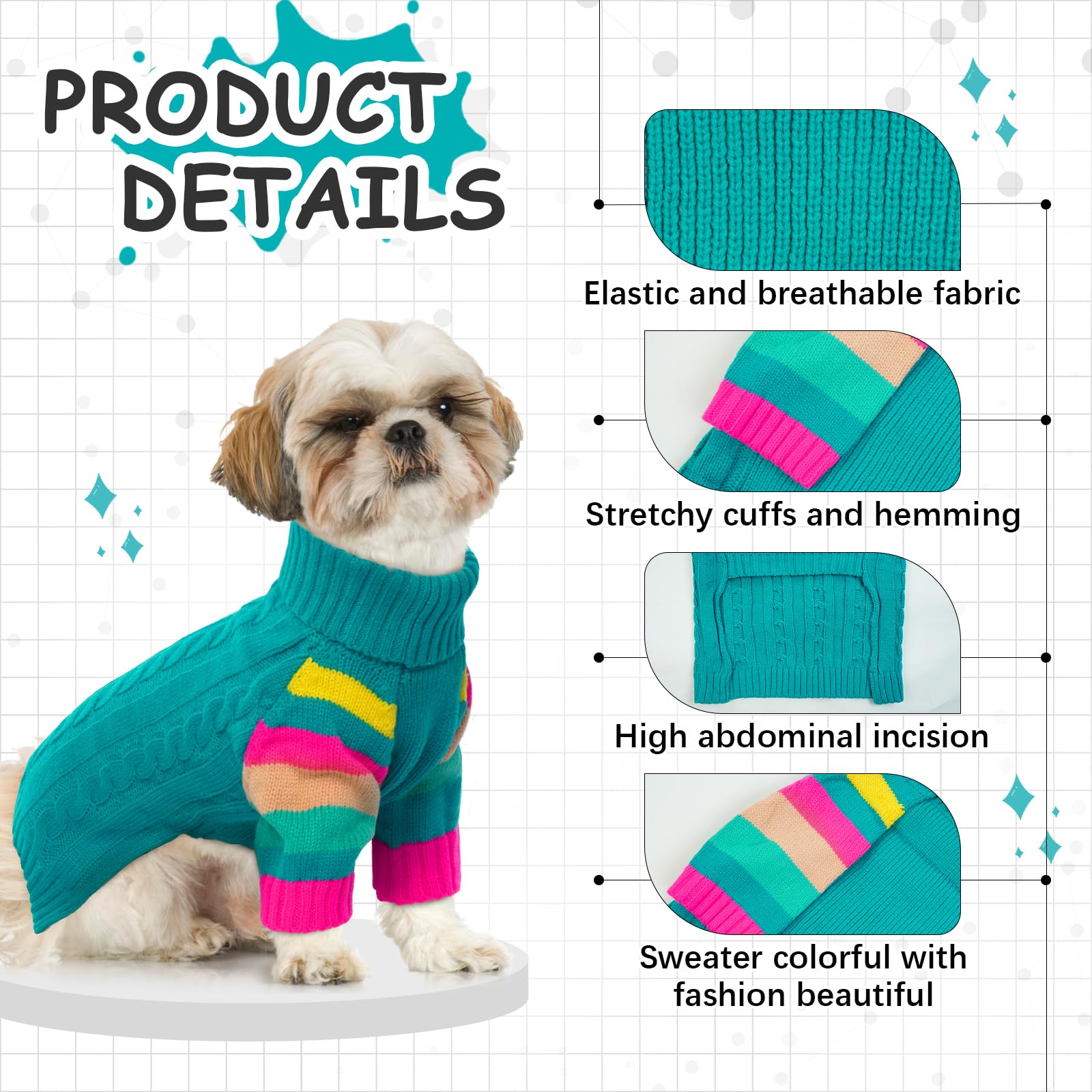 Ouobob Sweaters For Large Size Dogs Winter, Turtleneck Extra Large Dog Sweater For Dogs Male Female, Thick Warm Christmas Dog Co