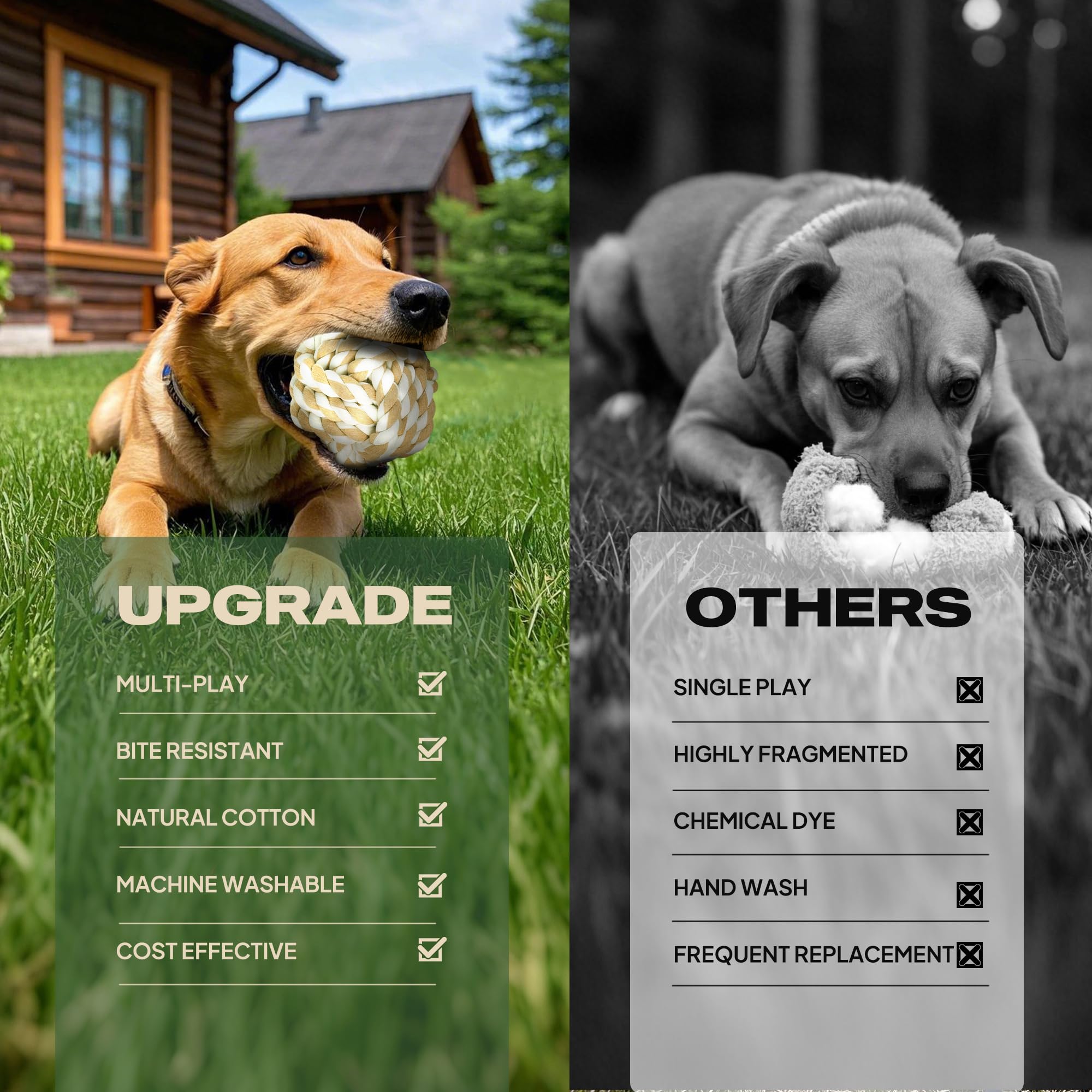 Twoear Dog Rope Toys For Large Breed Aggressive Chewers, 4 Pack Indestructible Natural Cotton Rope Chew Toys For Large/Medium Do