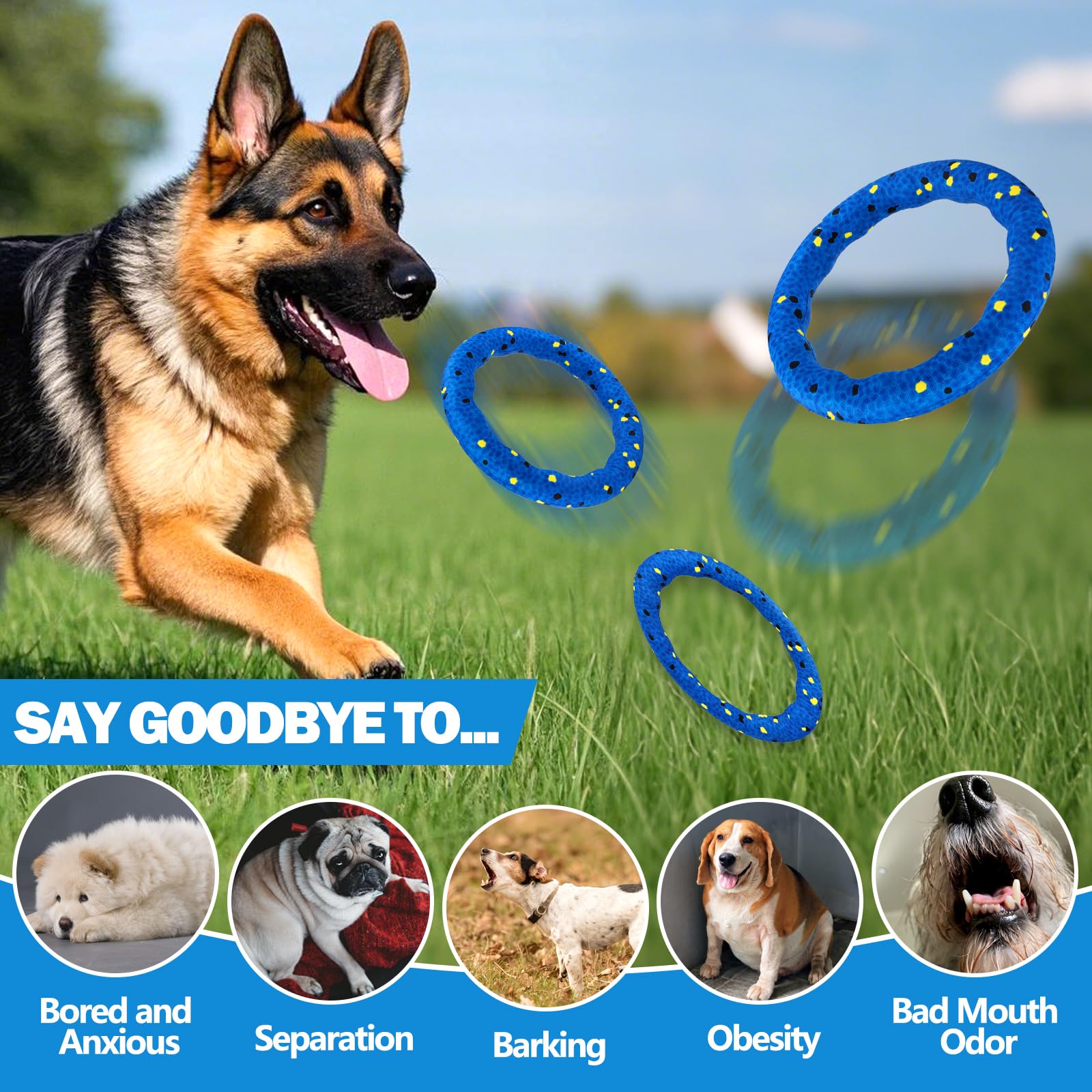 Mity Rain Floating Dog Toys -E-Tpu Water Pool Fetching Toy With Rope For Small Medium Large Pet, Ring Shape Indestructible Inter