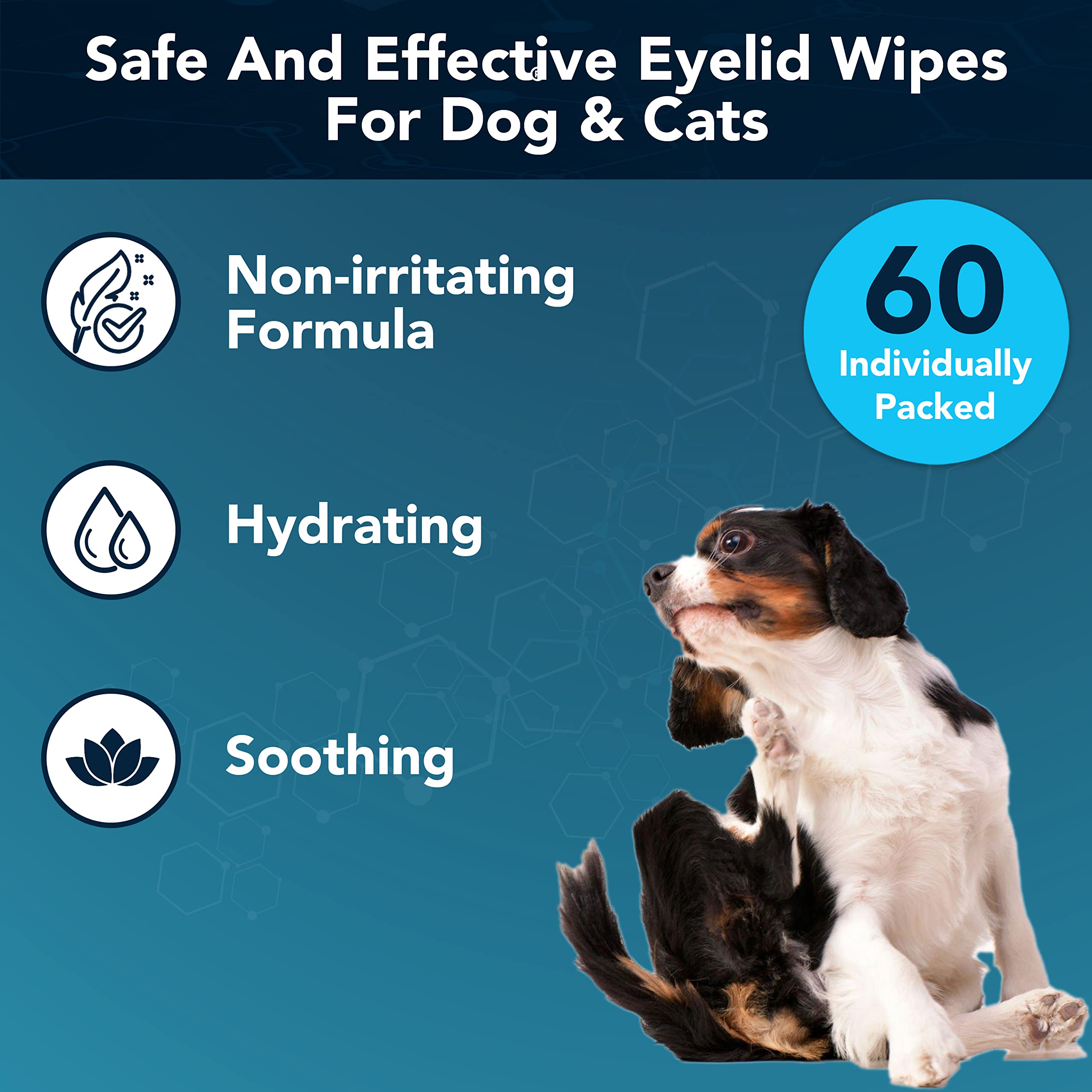Noveha Dog Eye Wipes, Gentle Tear Stain Remover, Eye Hygiene, And Allergy Relief (60 Counts)