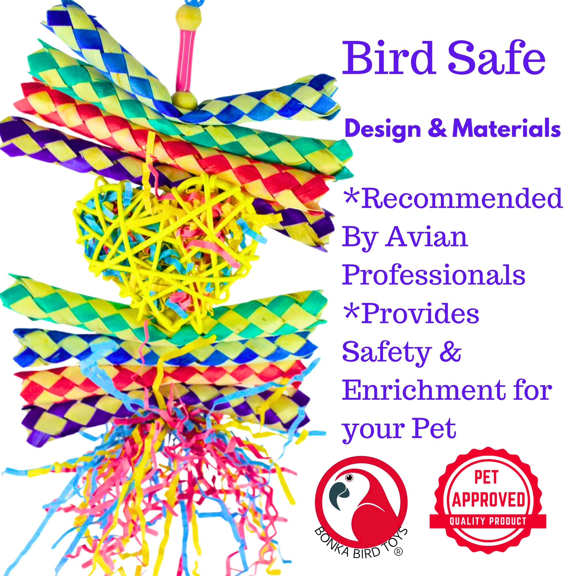 Bonka Bird Toys 1730 Foraging Heart Medium - 9” X 6” - For Conures, Cockatiels, Parakeets, And Similar Breeds