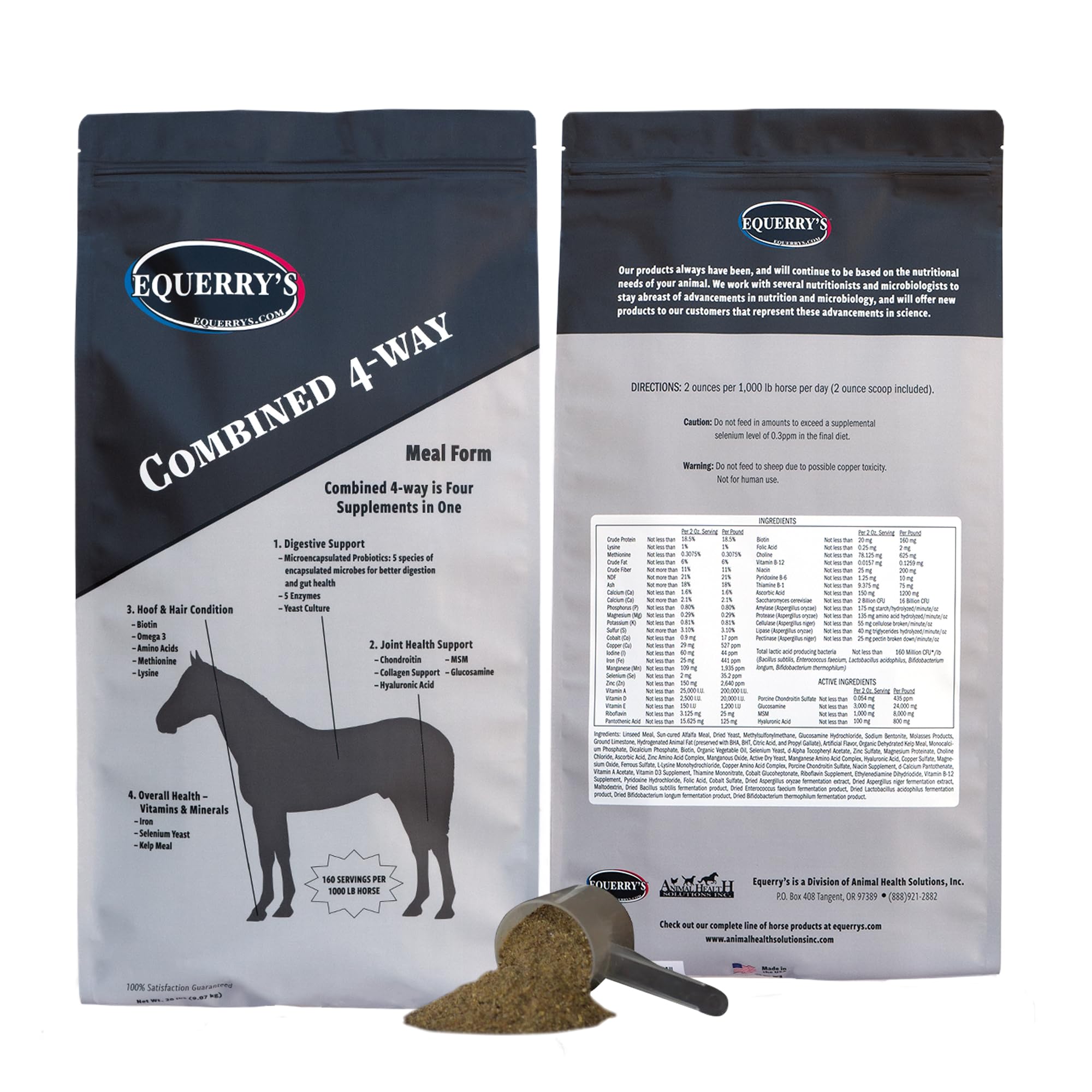 Equerrys Combined RX 4 Way | Equine Nutritional Support | Complete Formula | Digestive and Joint Support | Hoof & Hair | Probio