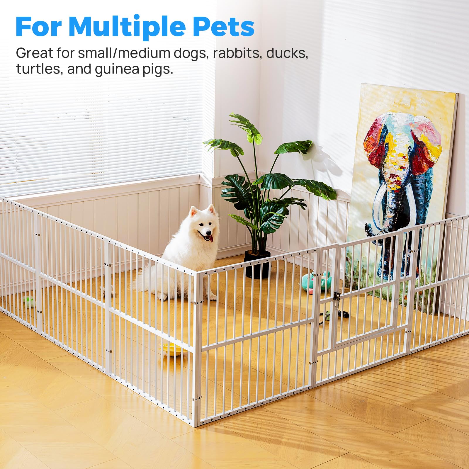 RYPetmia Dog Playpen - 32 Height Dog Pen, Heavy Duty Puppy Pen with Door, Safe & Sturdy, Easy Assemble for Indoor/Outdoor Pet Pl