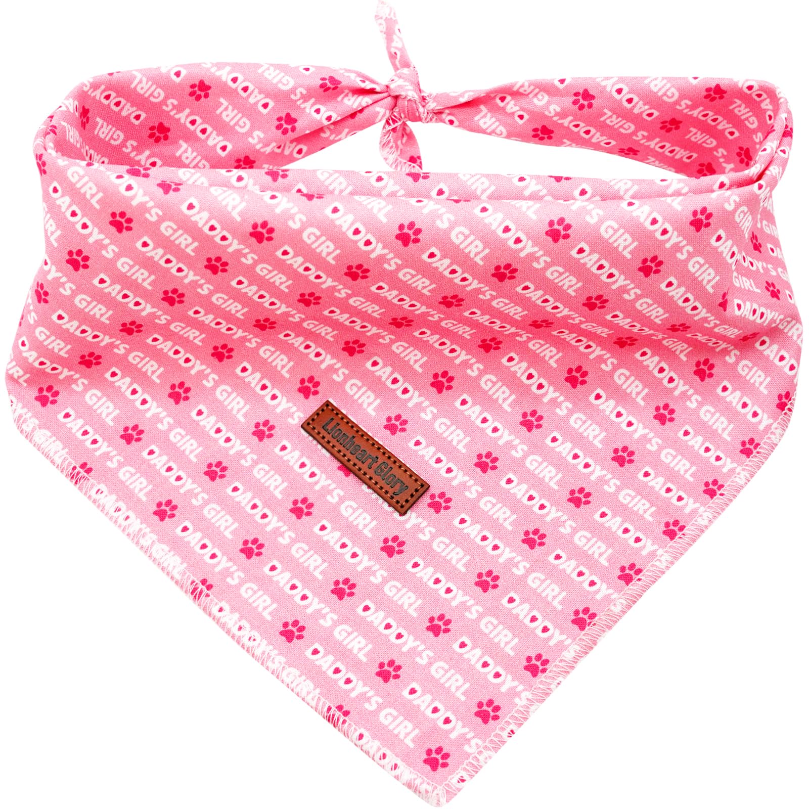 Lionheart Glory Valentine Dog Bandana Pink 1 Pack Washable Soft Dog Scarf, Square Adjustable Dog Bandanas For Small Dogs And Cat