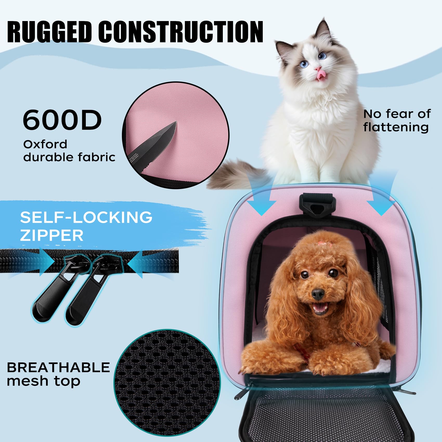 Yipincover Cat Carriers Soft-Sided,Pet Carrier For Small Cats Dogs Puppies Up To 1-15 Lbs,Tsa Airline Approved, (Medium,Pink)