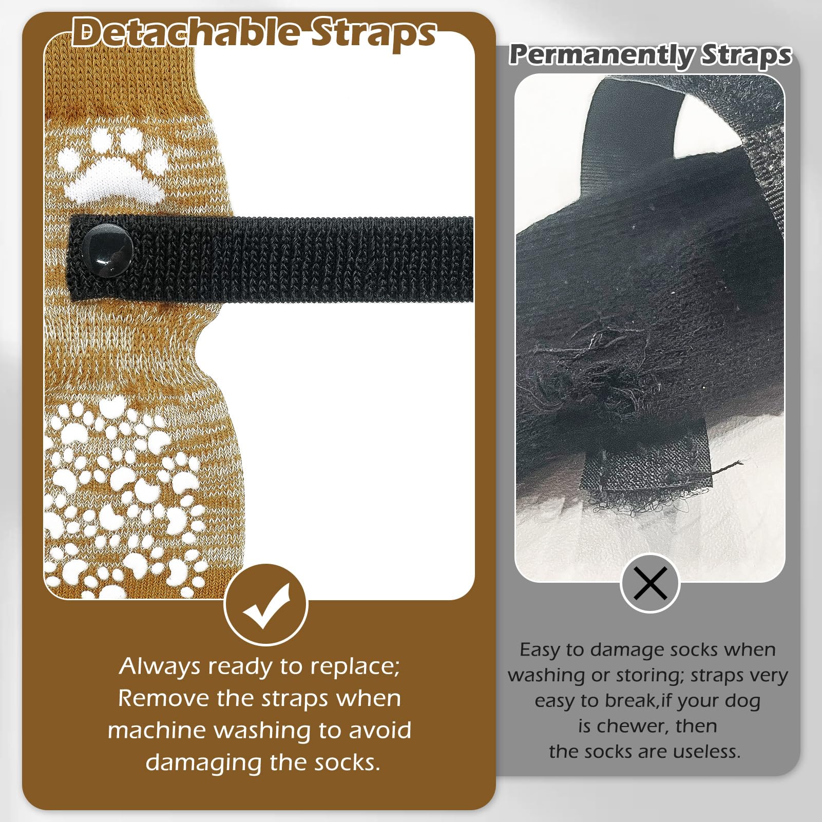 Expawlorer Double Side Anti-Slip Dog Socks - Dog Booties For Hot Pavement, Adjustable Pet Paw Protector, Traction Control Non-Sk