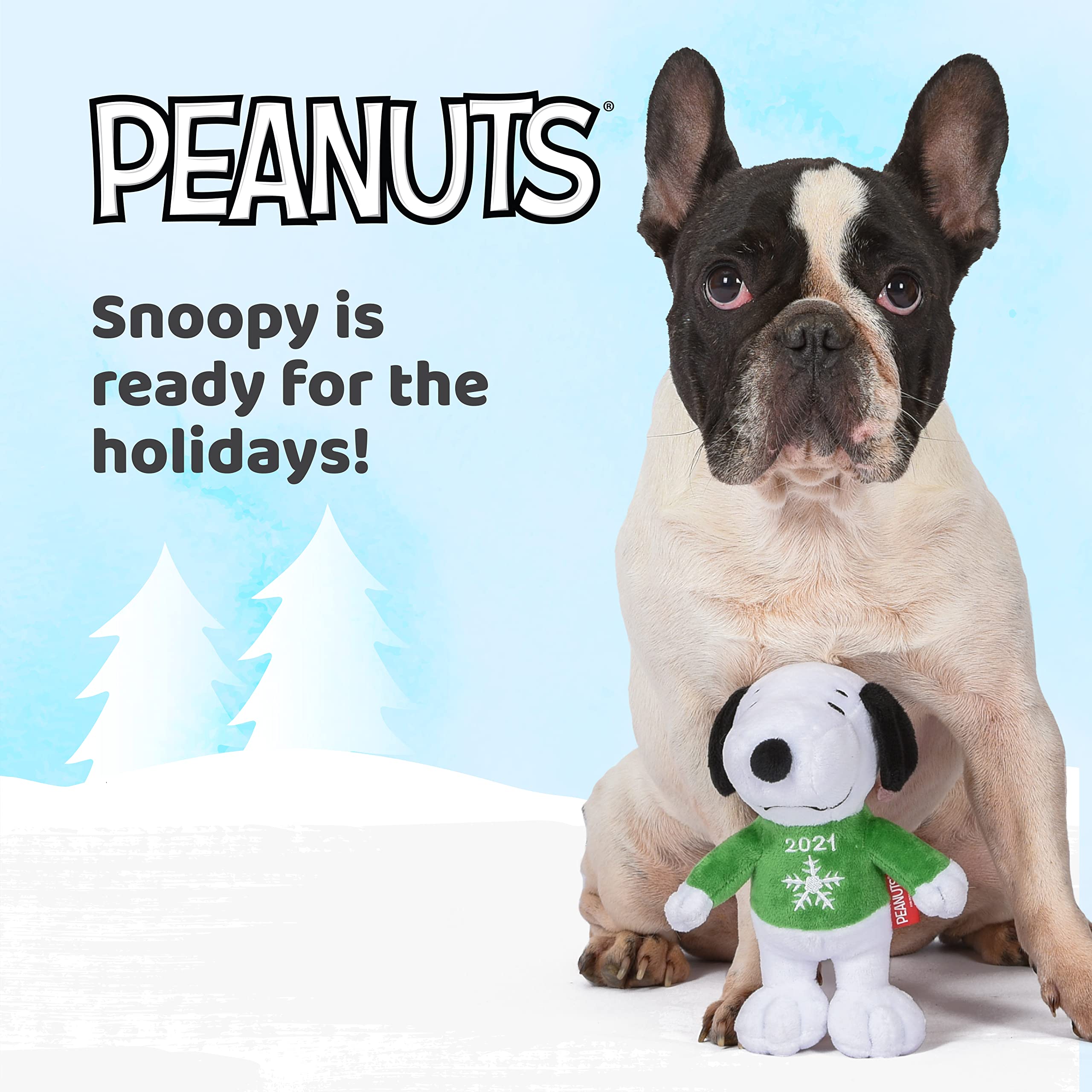 Peanuts For Pets 6' Holiday 2021 Snoopy Plush Dog Toy With Squeaker | Green Snoopy Holiday Plush Dog Toy | Small Squeaky Dog Toys - Soft Stuffed Dog Toys Officially Licensed By Peanuts, (Ff19107)