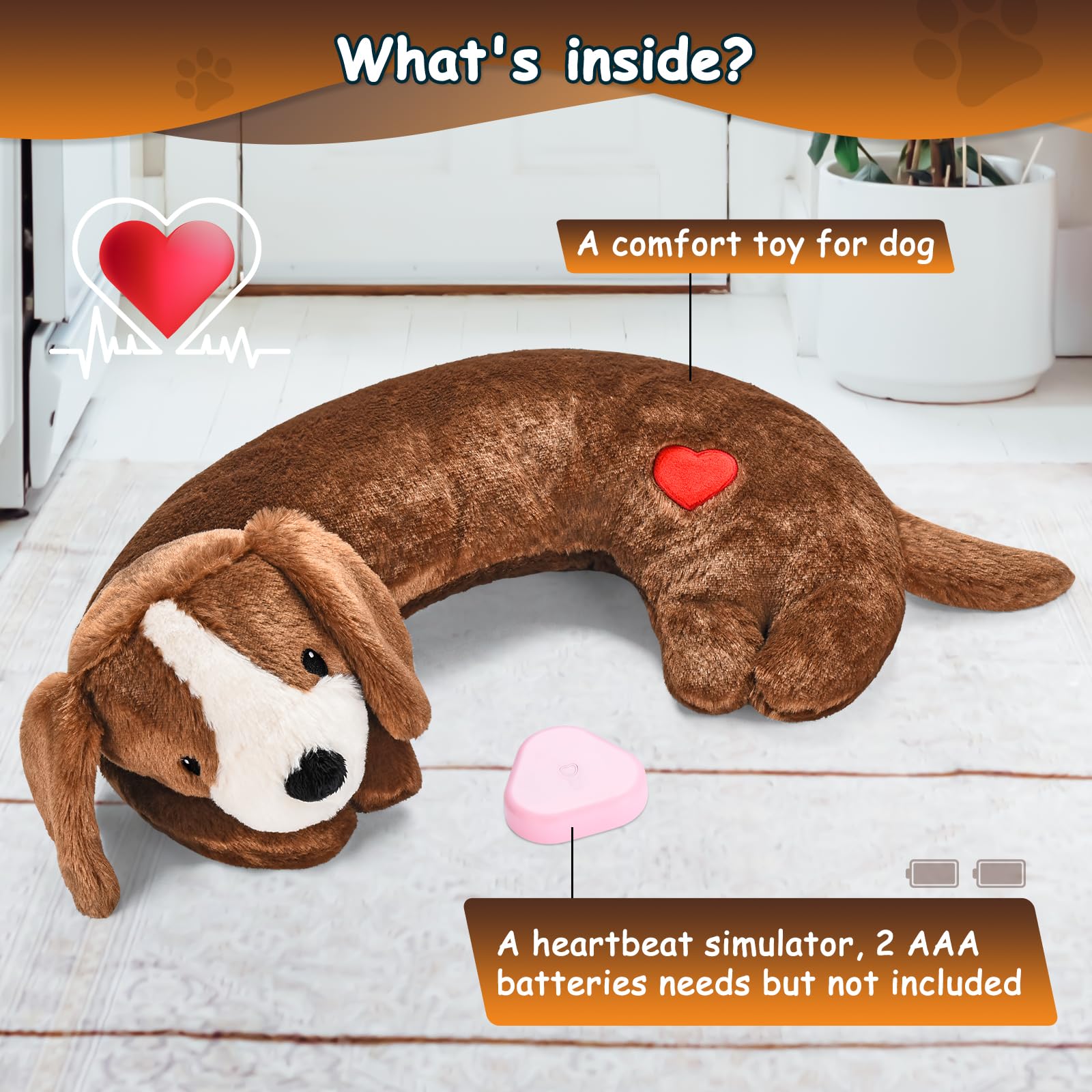 Moropaky Heartbeat Toy Puppy Heartbeat Stuffed Animal Heartbeat Plush Toy For Puppy, Dog Heartbeat Toy For Pet Anxiety Relief Be