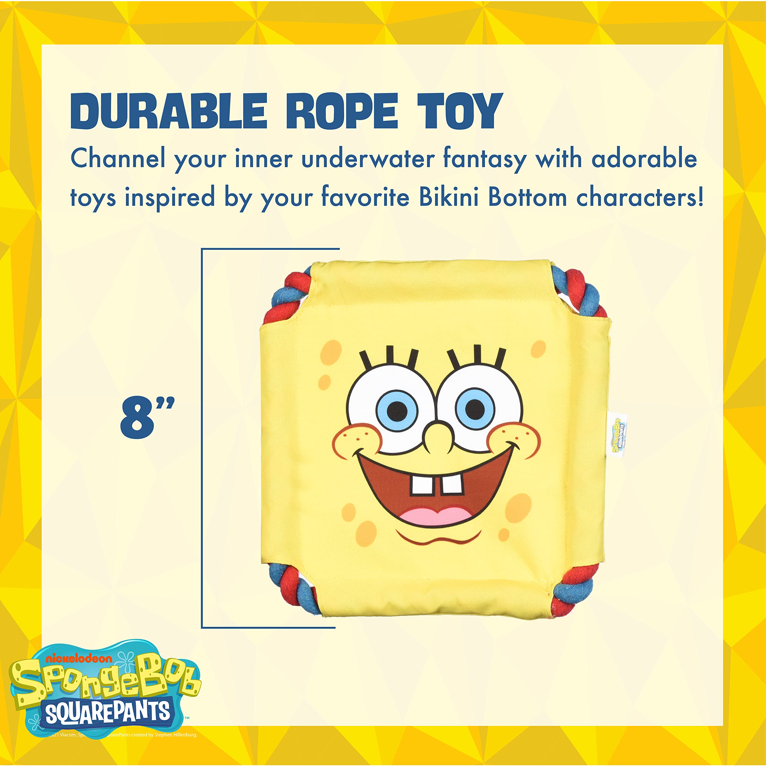 Spongebob Squarepants For Pets Spongebob Squarepants Rope Frisbee Dog Toy  8 Inch Dog Toy For Spongebob Fans  Yellow Fabric Plus