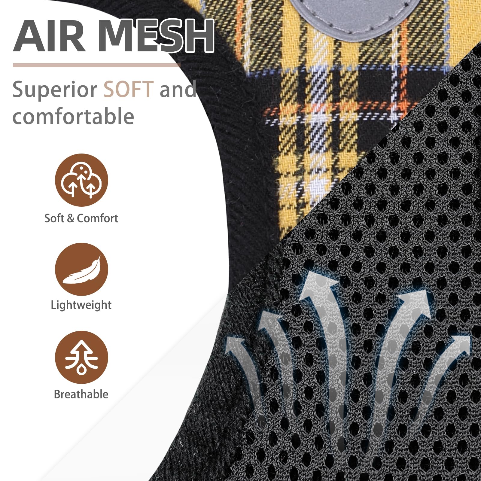 Pupteck Adjustable Dog Harness Collar And Leash Set Step In No Pull Pet Harness For Small Medium Dogs Puppy And Cats Outdoor Walking Running, Soft Mesh Padded Reflective Vest Harnesses, Yellow, Xxs