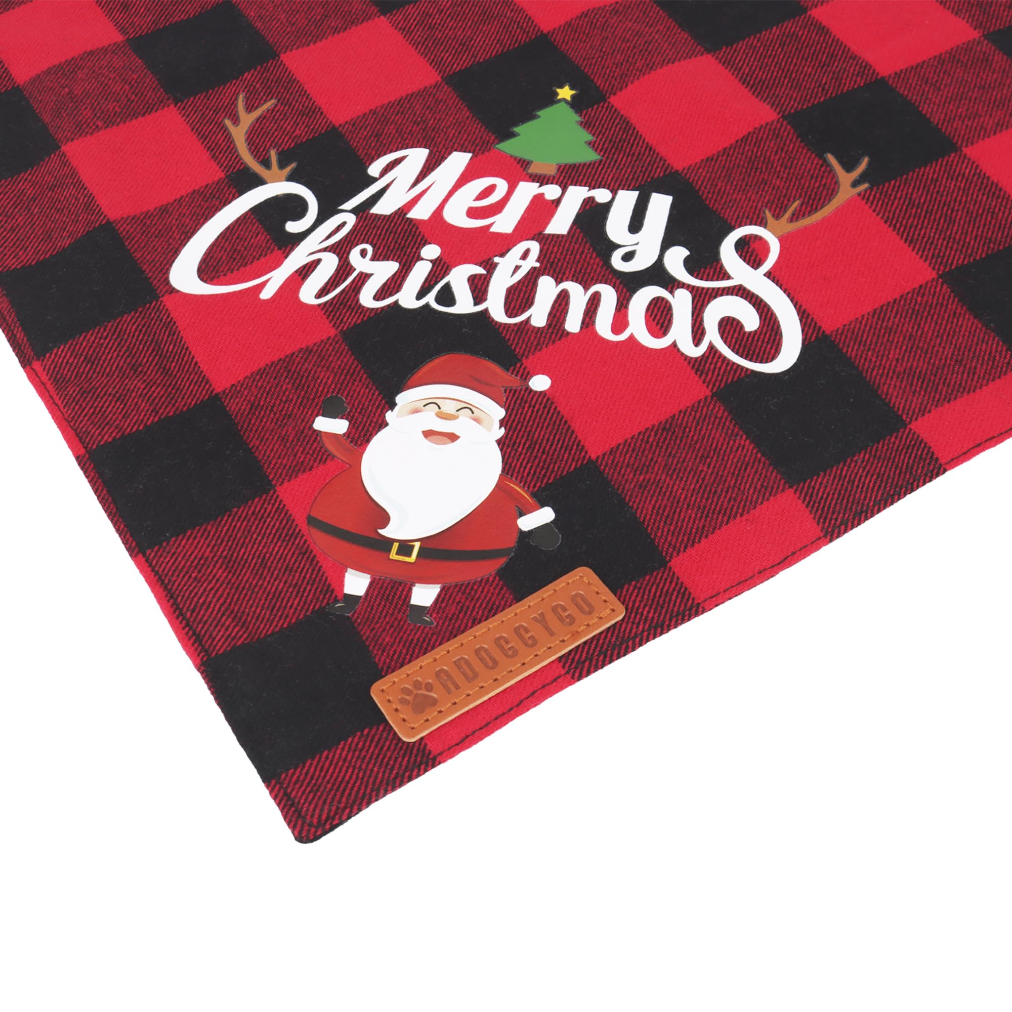 Adoggygo 2 Pack Dog Bandana Christmas Classic Plaid Pet Scarf Triangle Bibs Kerchief Merry Christmas Santa Snowman Print Pet Bandana For Small Dogs Cats Pets (Christmas-1, Small)