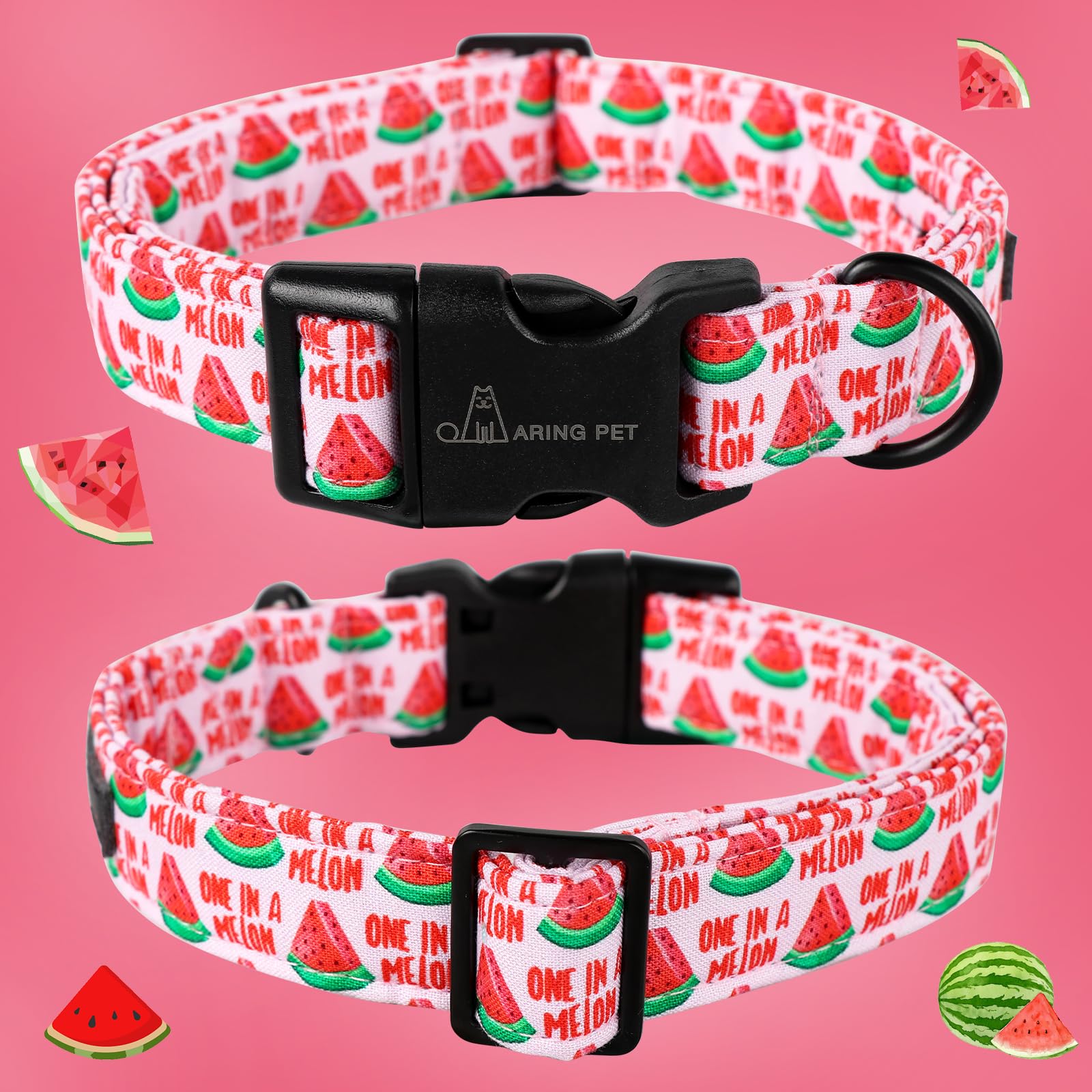 Aring Pet Summer Dog Collar-Cute Watermelon Dog Collar For Large Dogs, Adjustable Soft Cotton Girl Dog Collars For Small Medium Large Dogs, Large