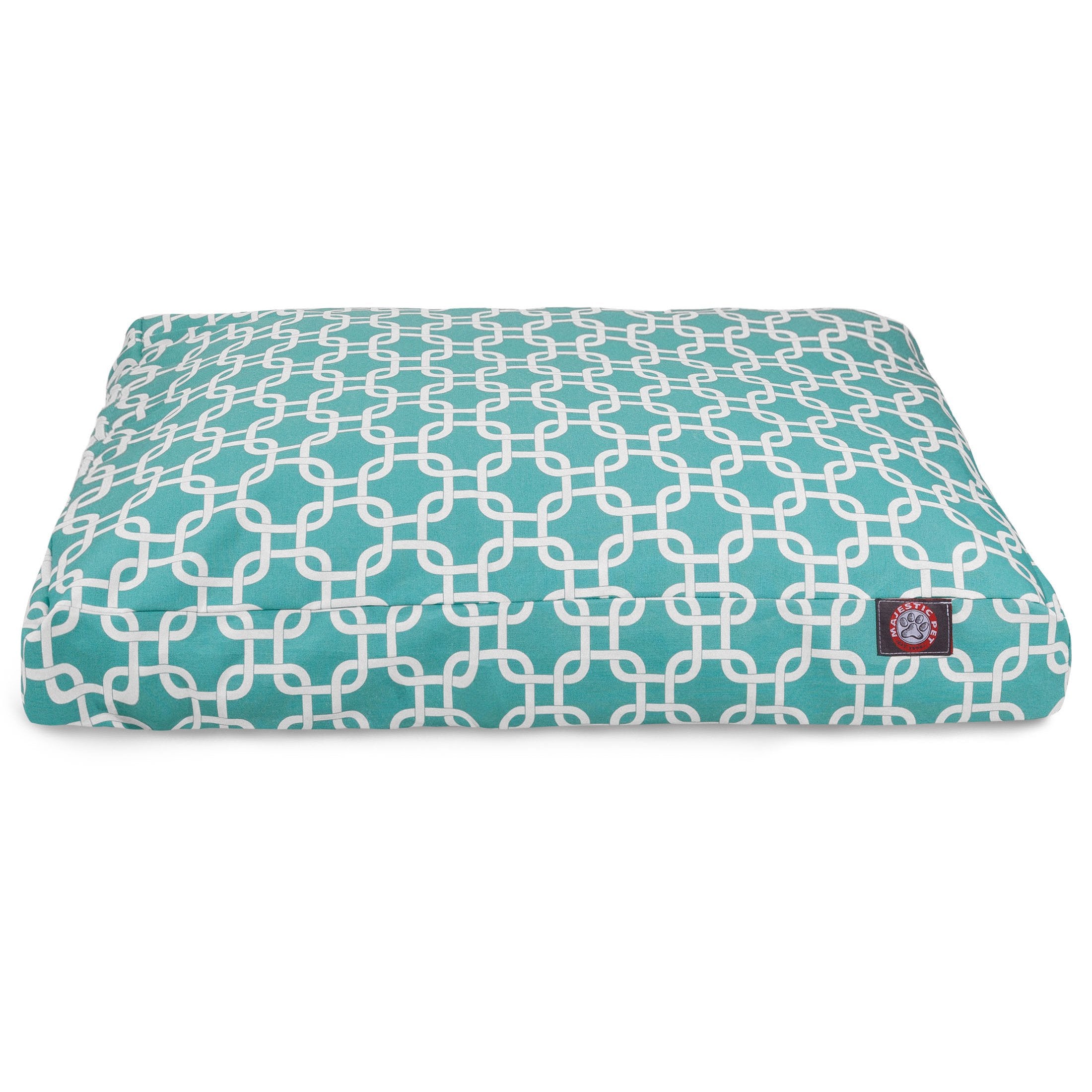Teal Links Medium Rectangle Indoor Outdoor Pet Dog Bed With Removable Washable Cover By Majestic Pet Products