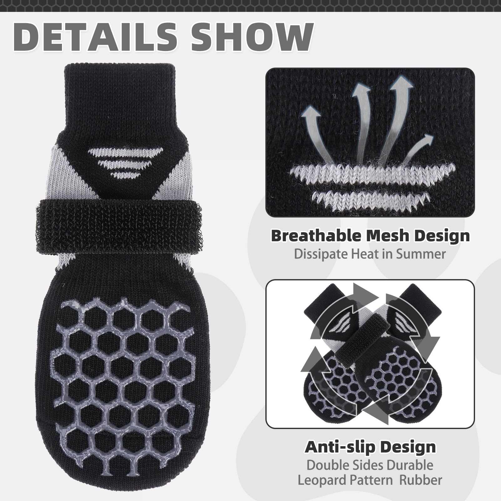 Kooltail Dog Socks For Hot Pavement, Summer Breathable Dog Socks To Prevent Licking Paws, Non Slip Pet Boots & Paw Protectors Fo