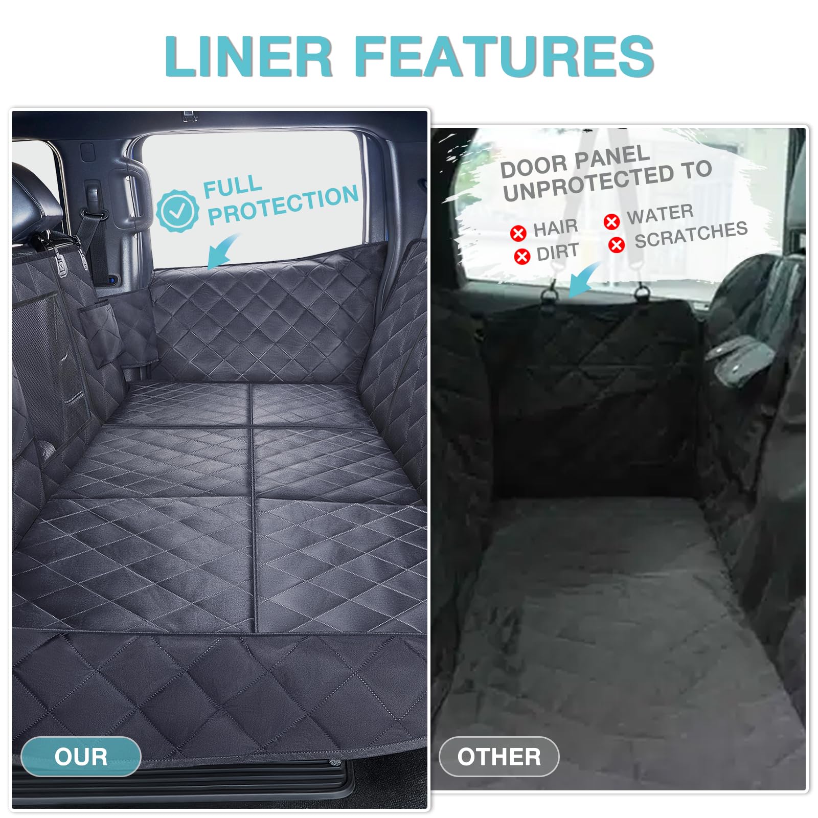 Truck Back Seat Extender For Dogs With Mesh Window,Sturdy Dog Car Seat Cover For Backseat With Door Protector,Waterproof Dog Ham