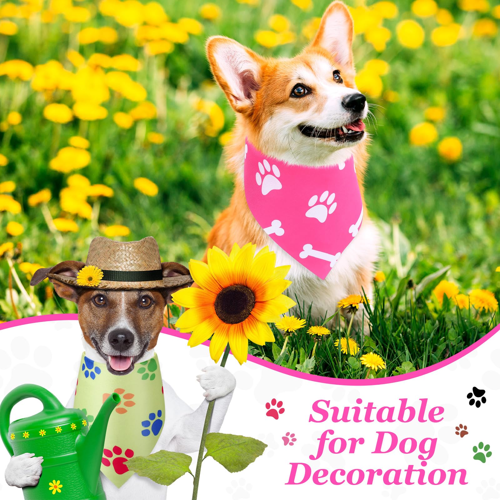 Abbylike 50 Pieces Paw Print Dog Bandanas Bulk Dog Bandanas For Pets Triangle Kerchief Bibs For Pet Cats Party Costume Accessori