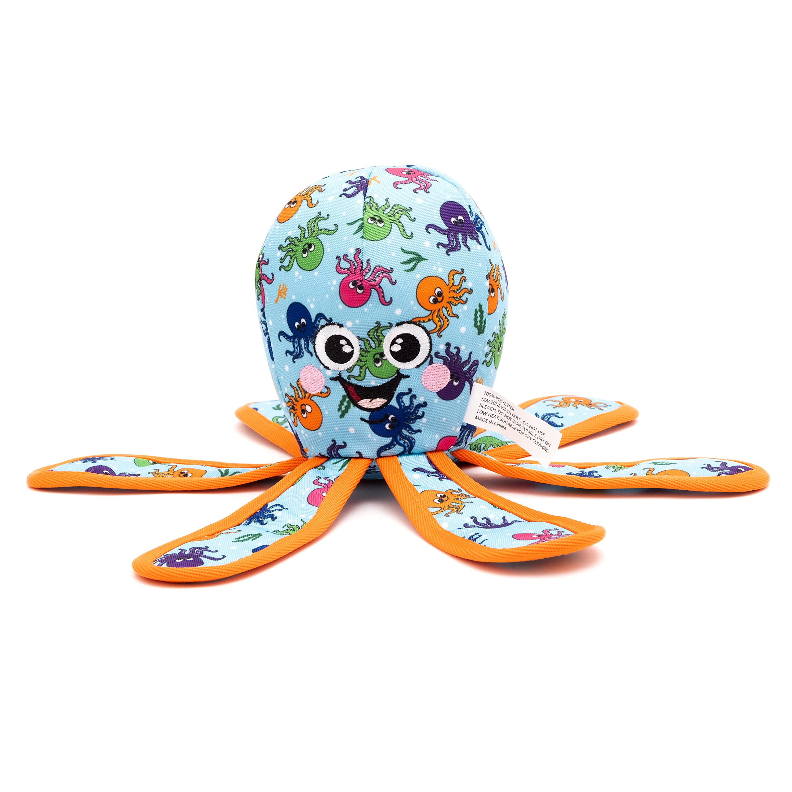 The Worthy Dog Otis Octopus Durable Chew-Resistant Squeaky Dog Toy - Soft And Safe For Indoor Play, Tough Enough For Outdoor Fun - Blue Small